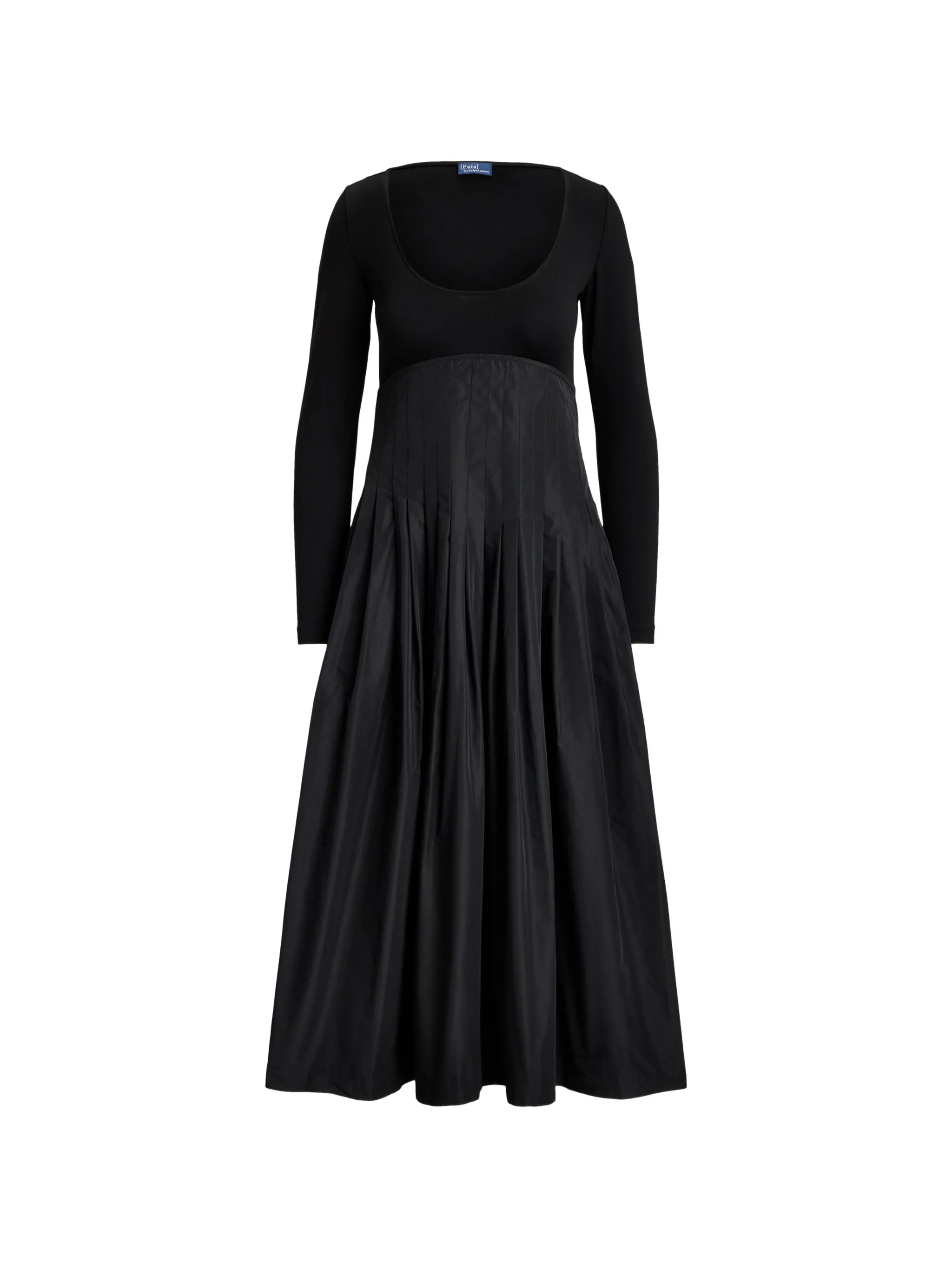 pleated long-sleeve midi dress