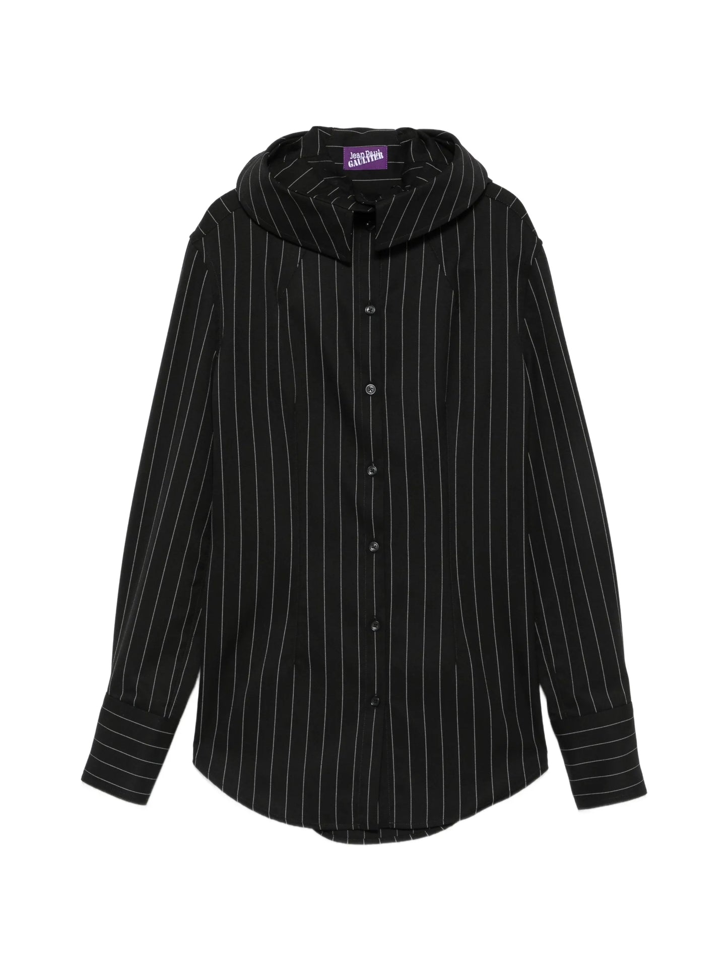 pinstripe-pattern hooded shirt