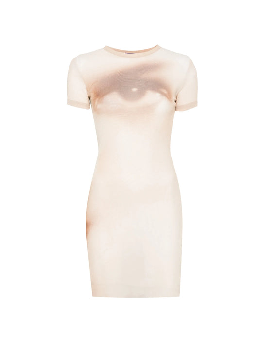 short-sleeve crew neck mini dress
