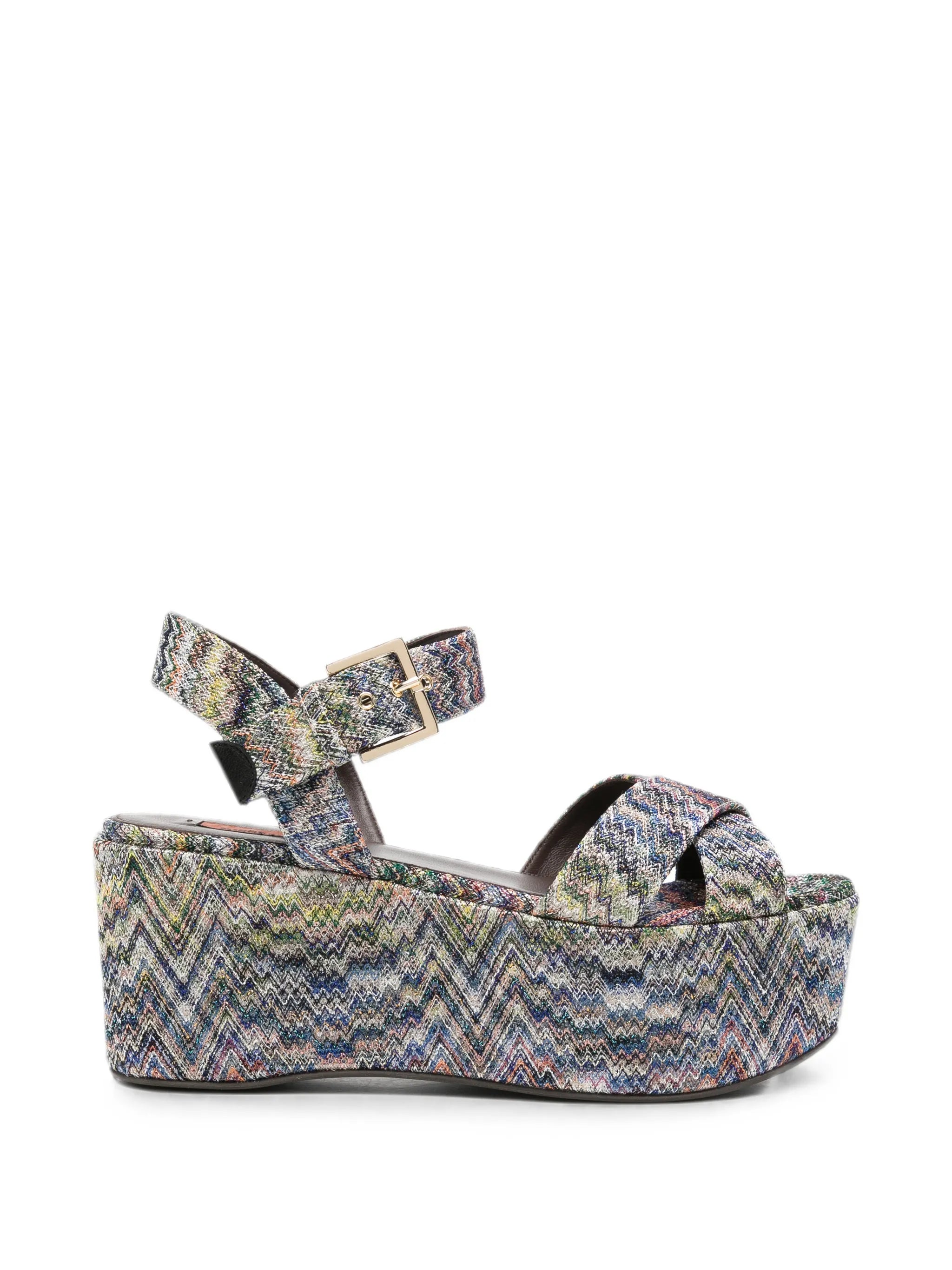 zigzag-knit platform sandals