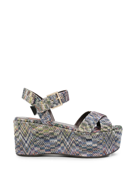 zigzag-knit platform sandals
