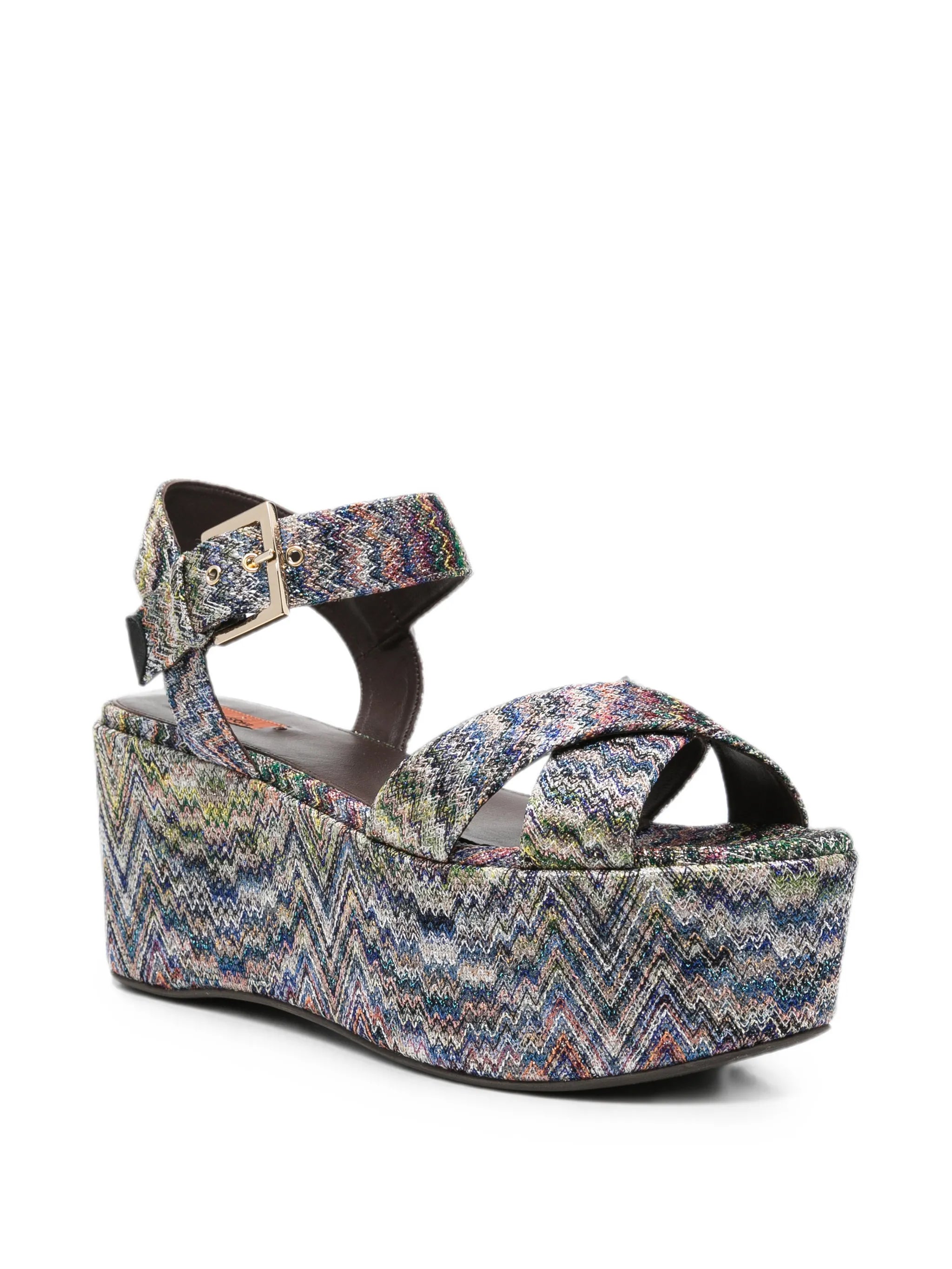 zigzag-knit platform sandals