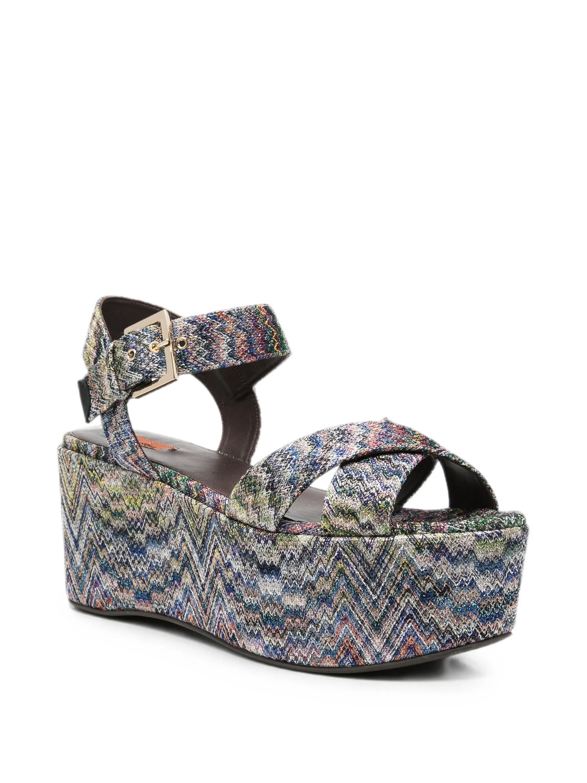 zigzag-knit platform sandals