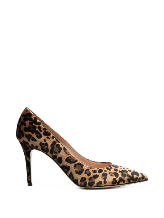 Gianvito leopard-print velvet heeled pumps