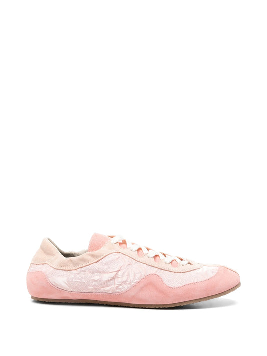 Blaise Windflower-embroidered suede sneakers