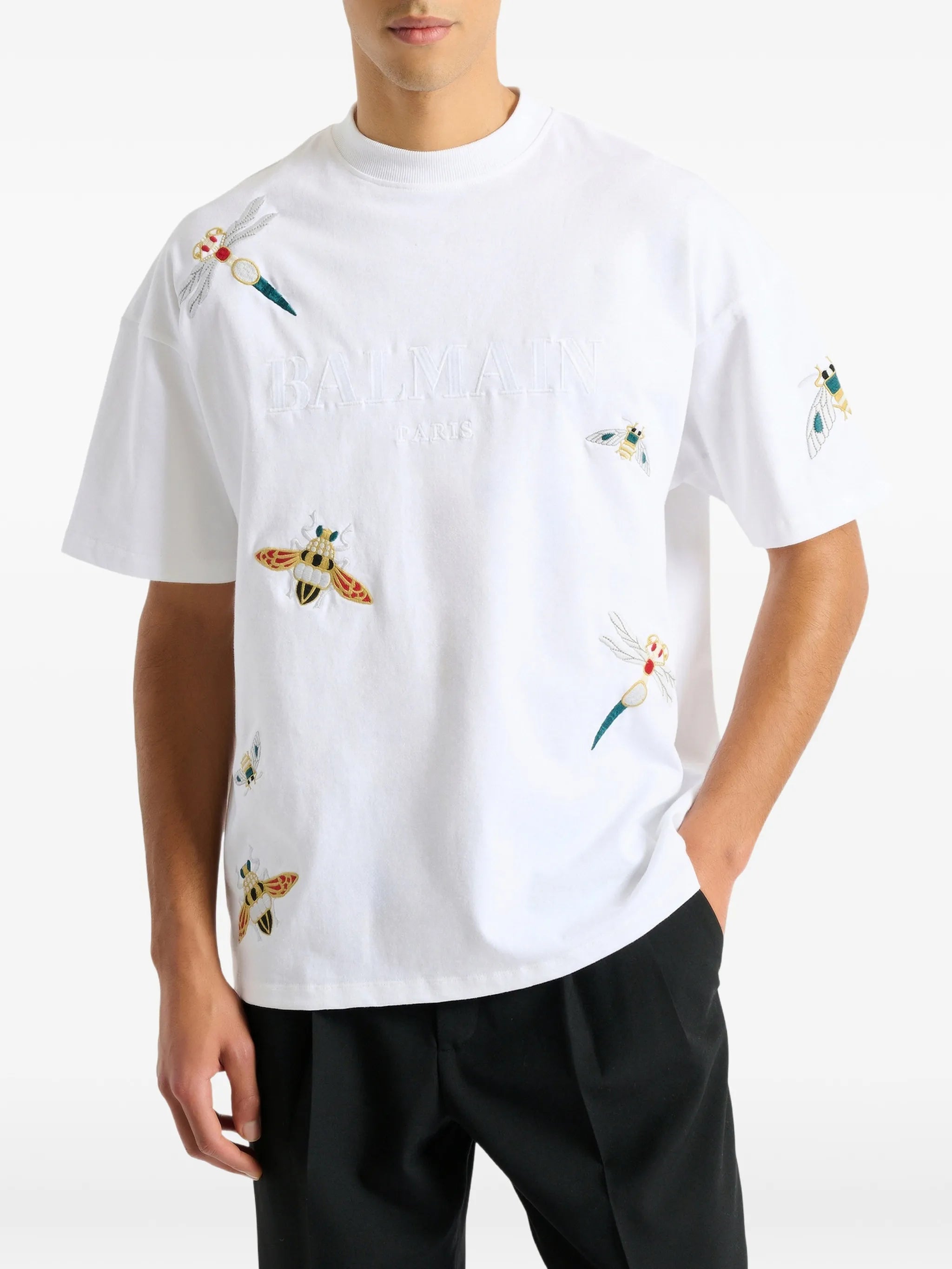 embroidered Balmain Insect T-shirt