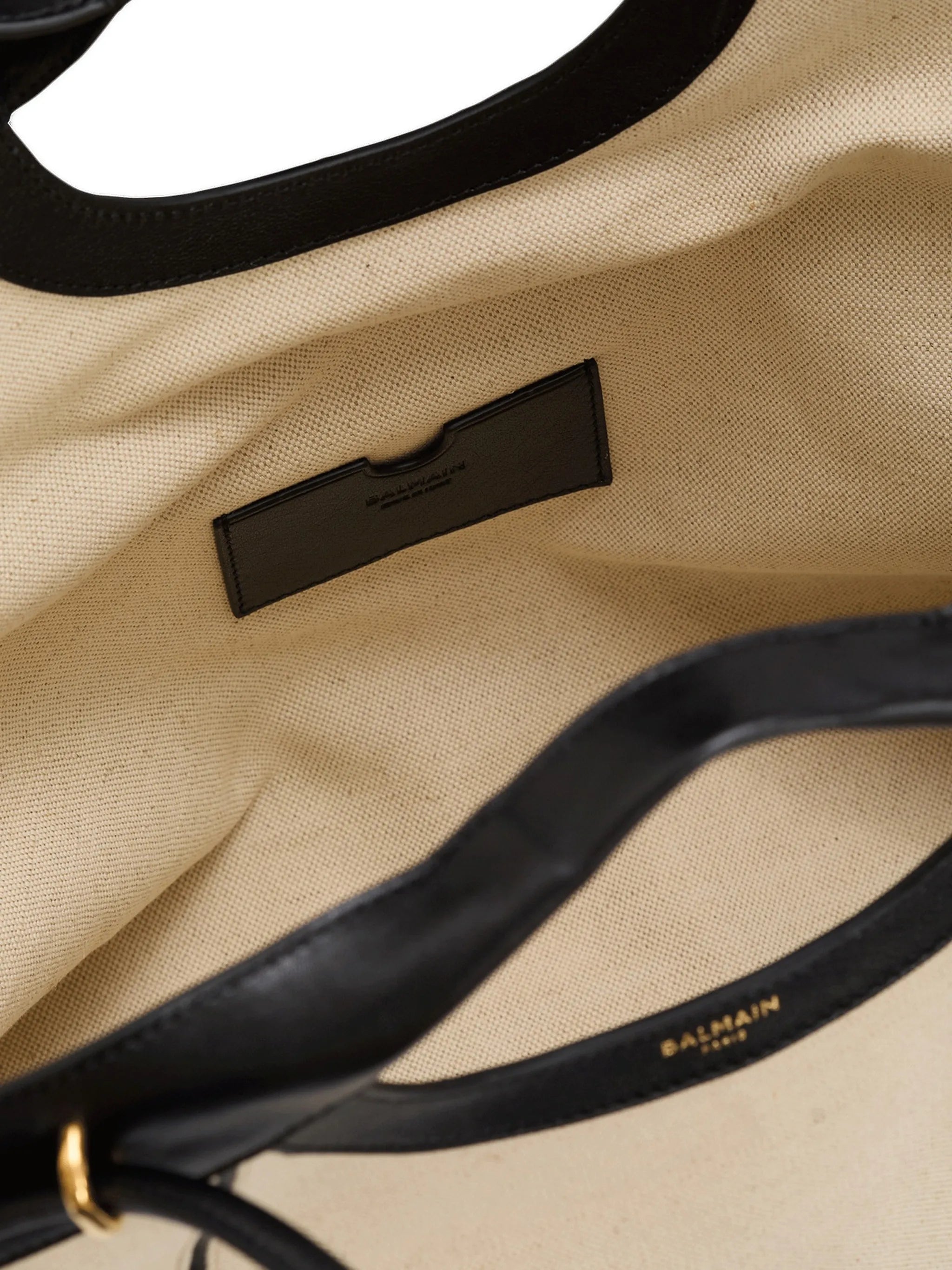 large tote in smooth leather and canvas