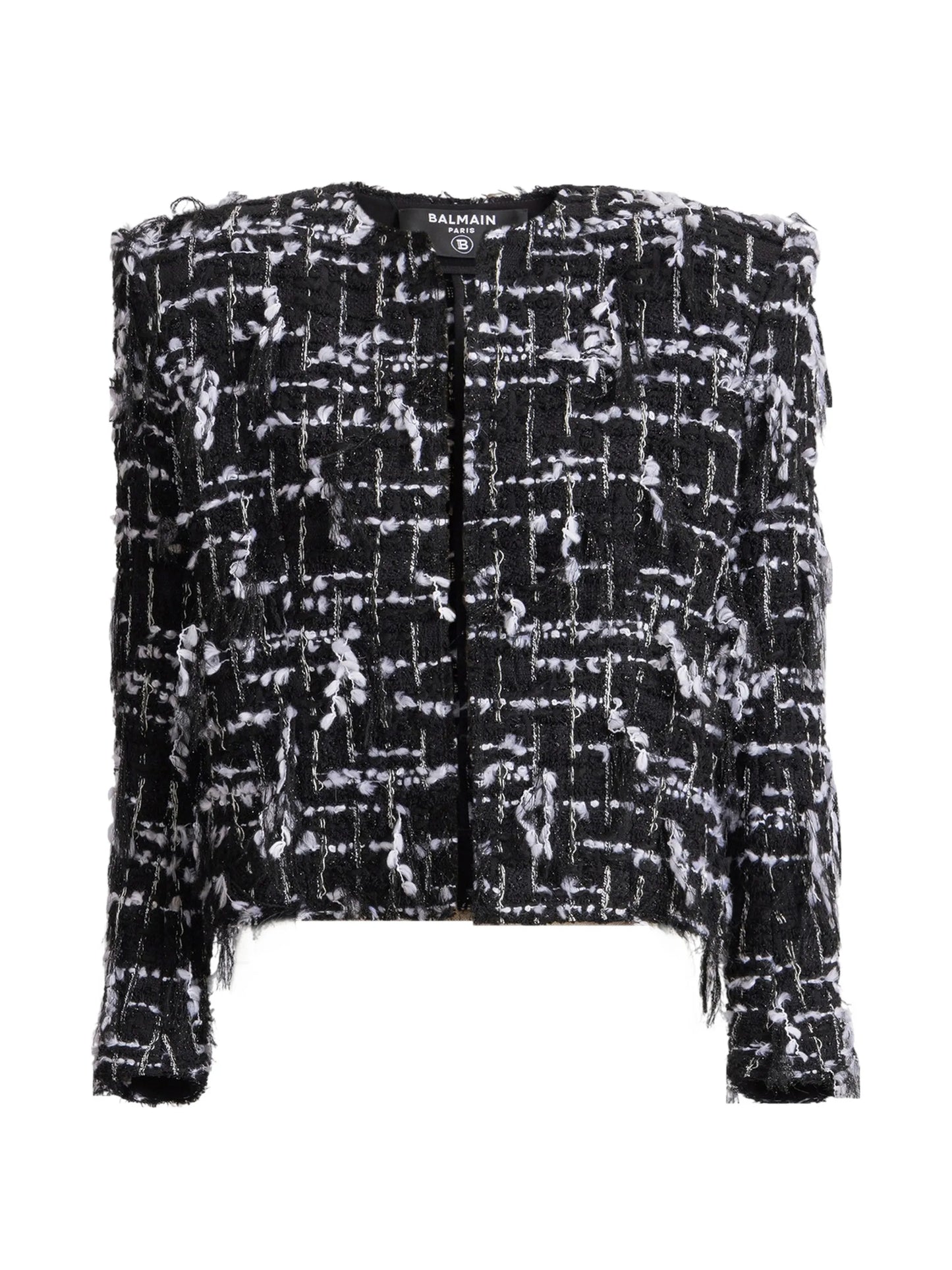 cropped jacket in fringed tweed