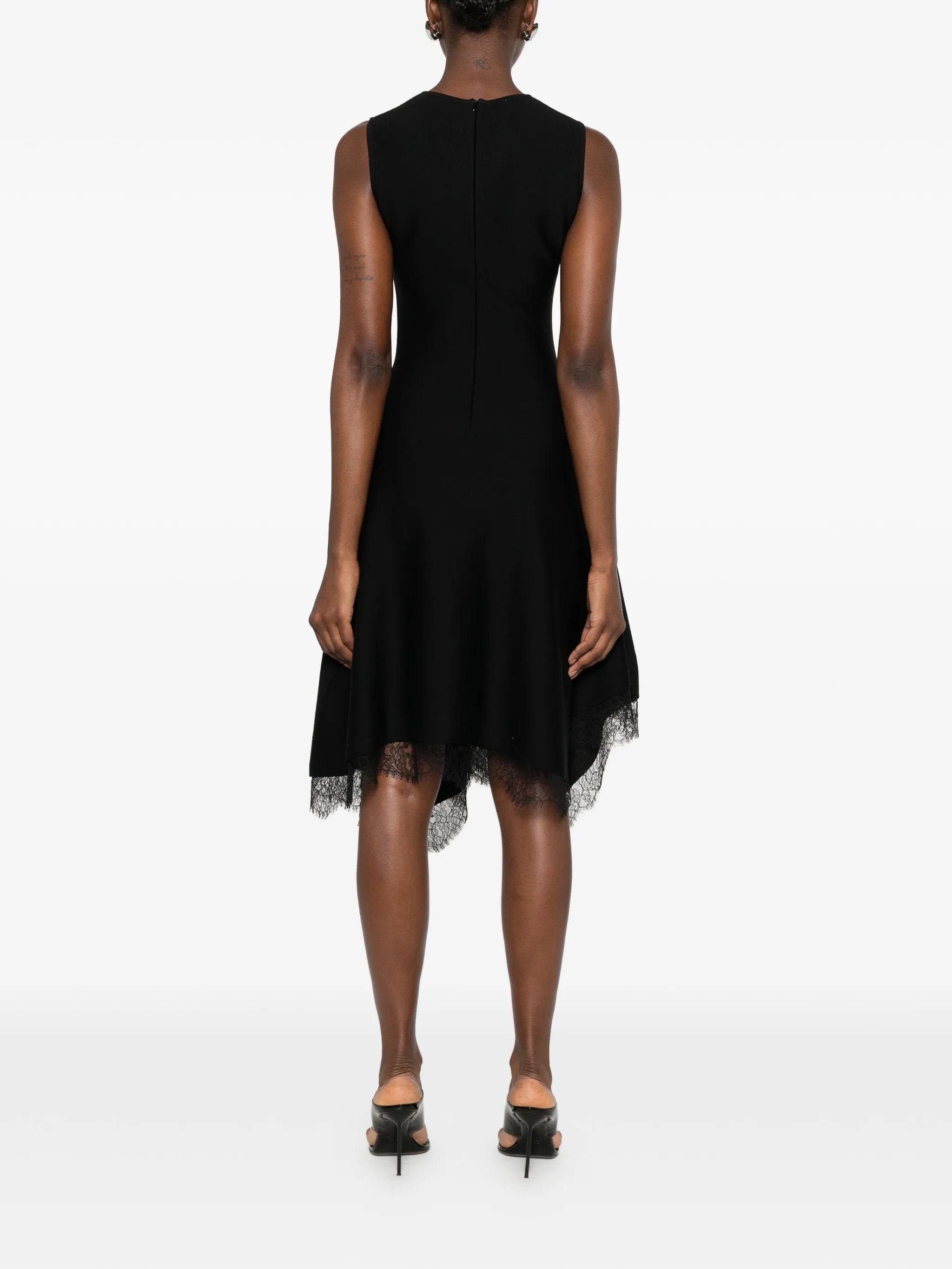 lace Trim A-line dress in black