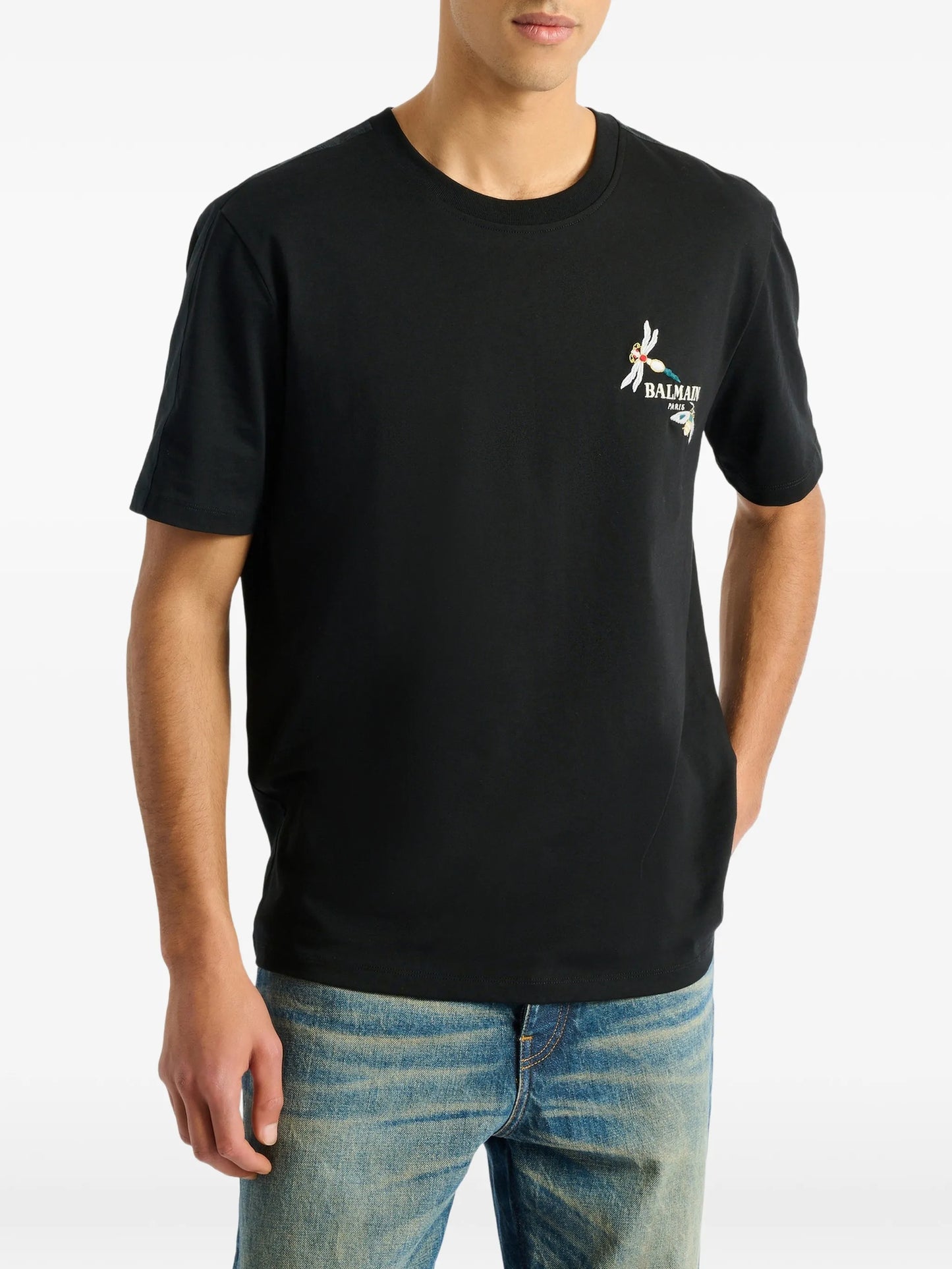 embroidered Balmain Insect T-shirt