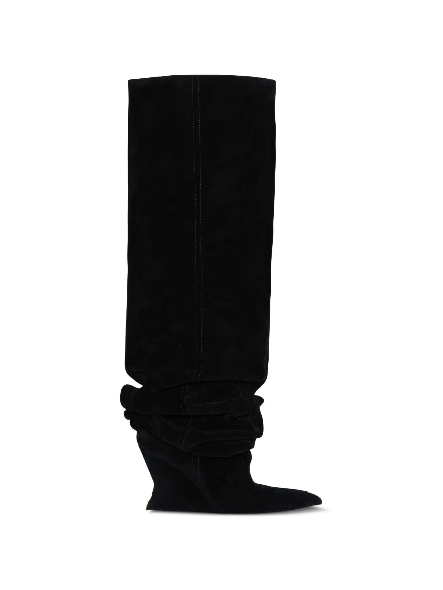 suede leather wedge thigh-high boots