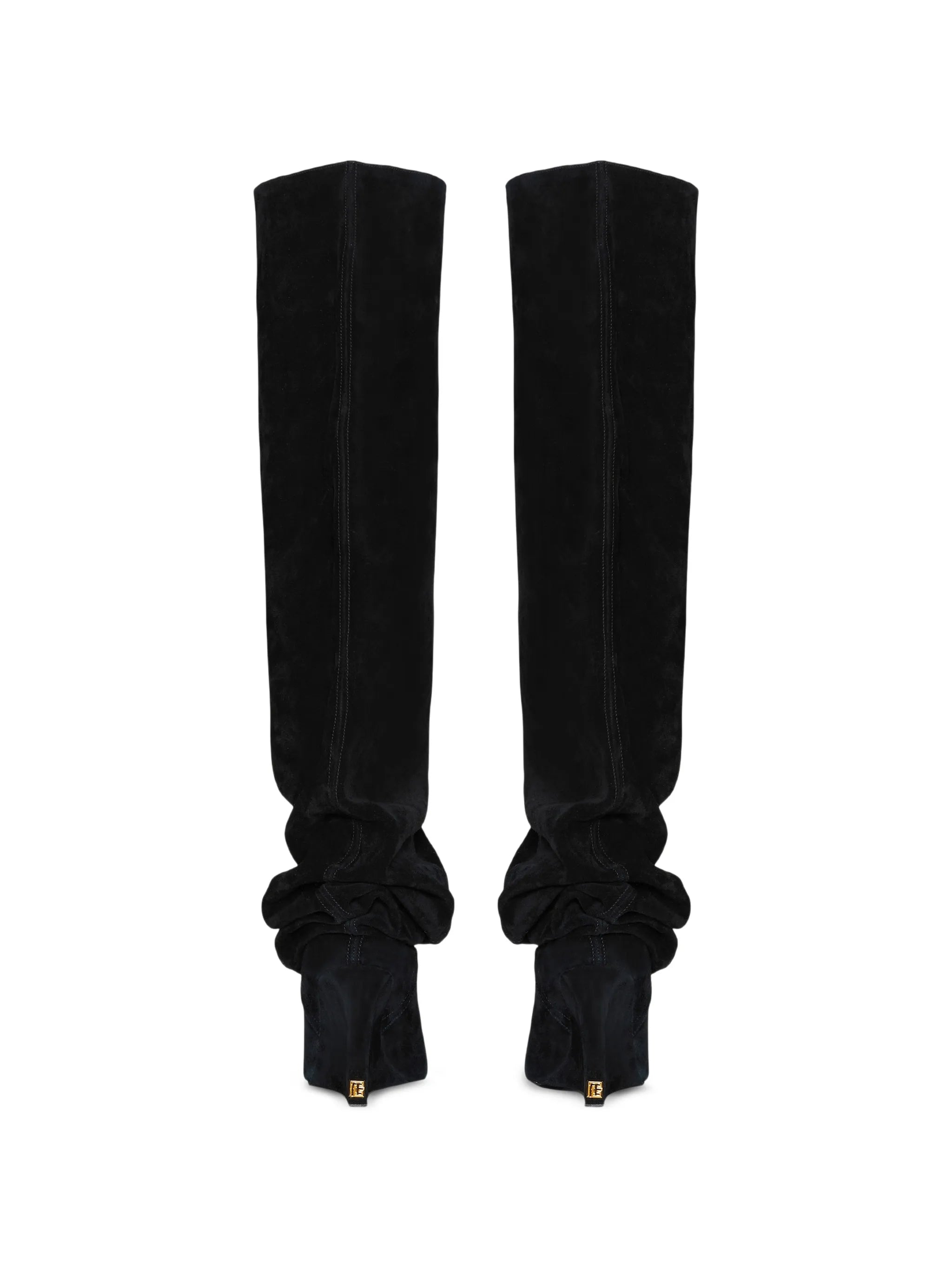 suede leather wedge thigh-high boots