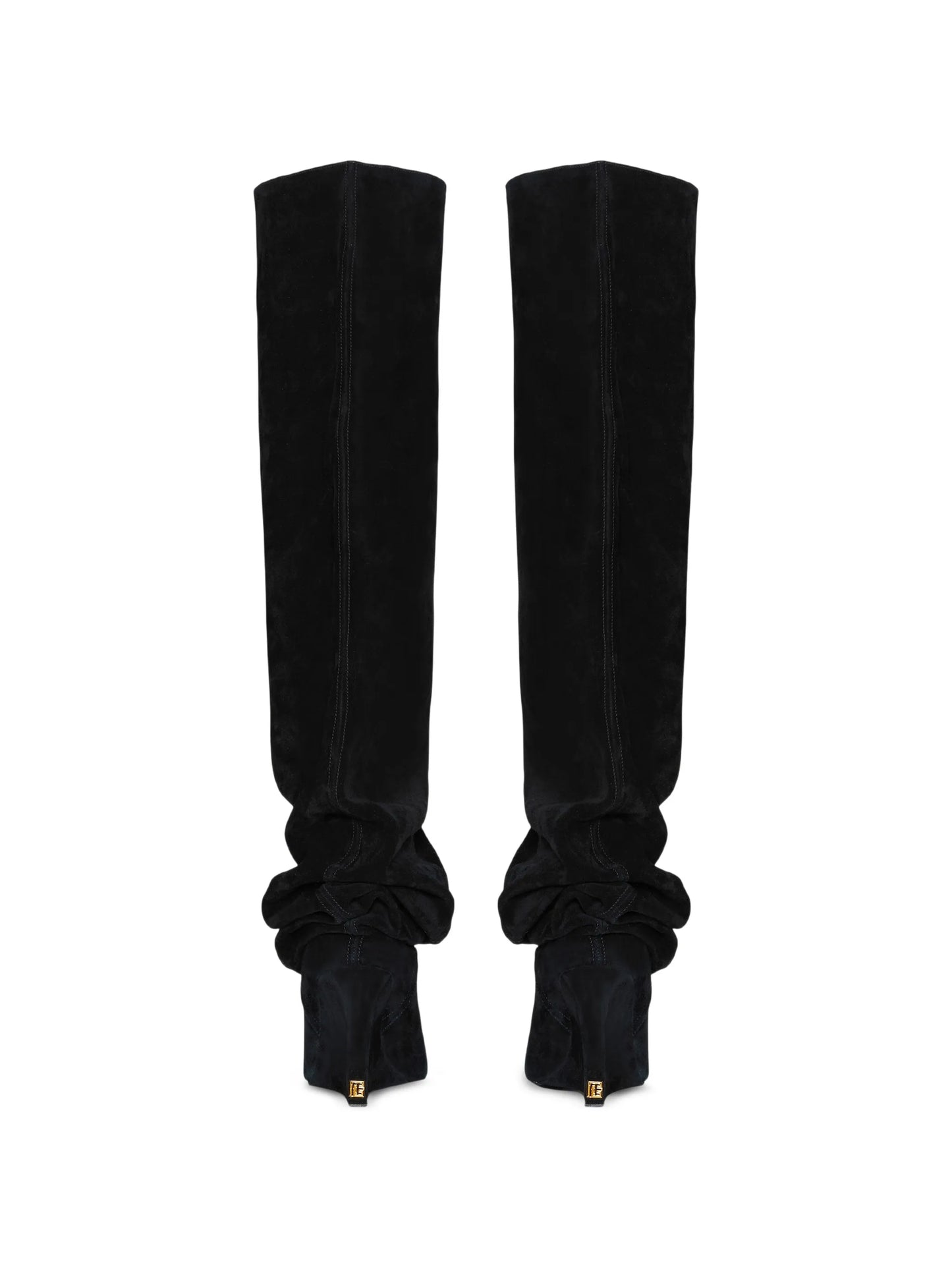 suede leather wedge thigh-high boots