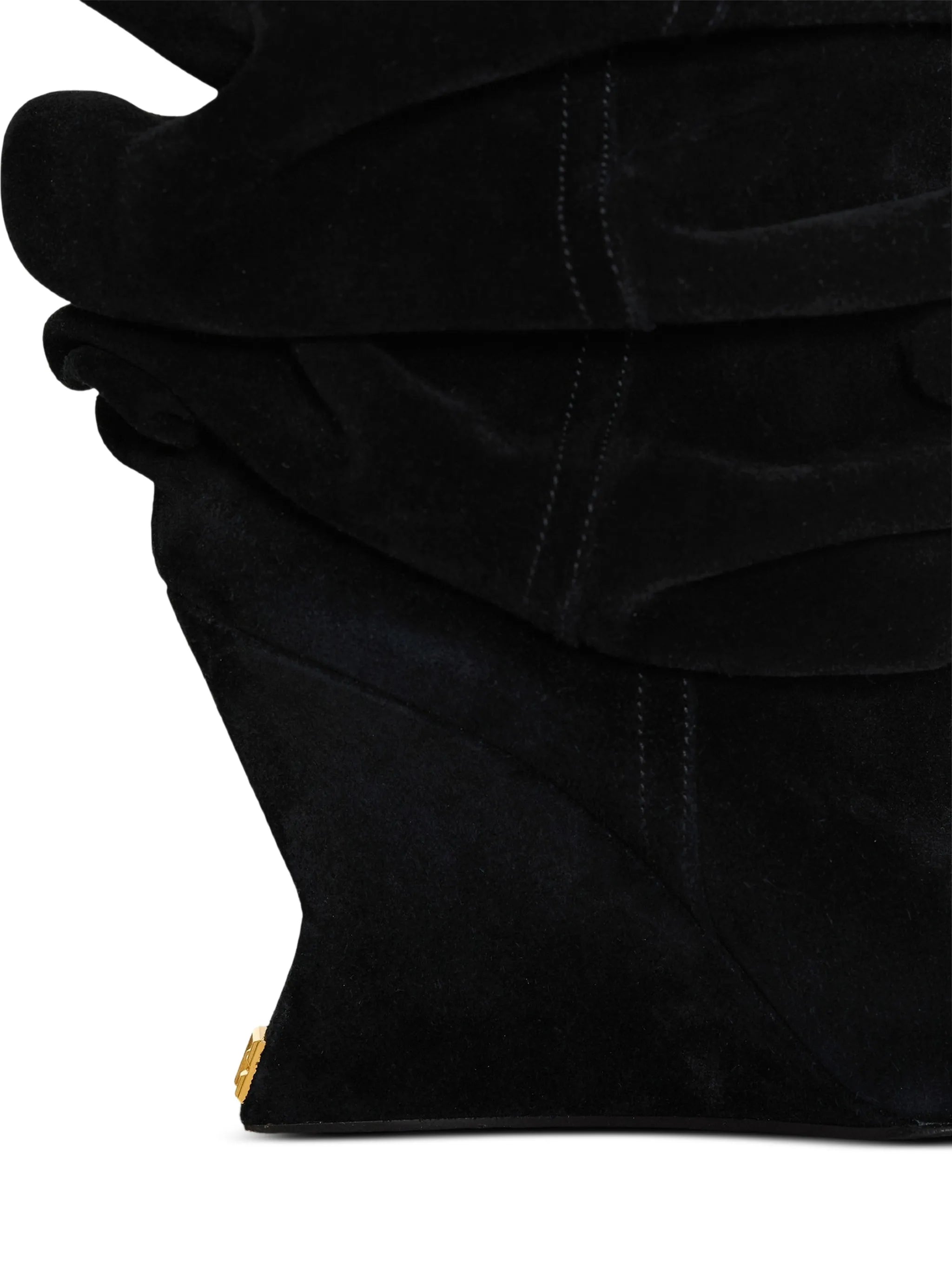 suede leather wedge thigh-high boots