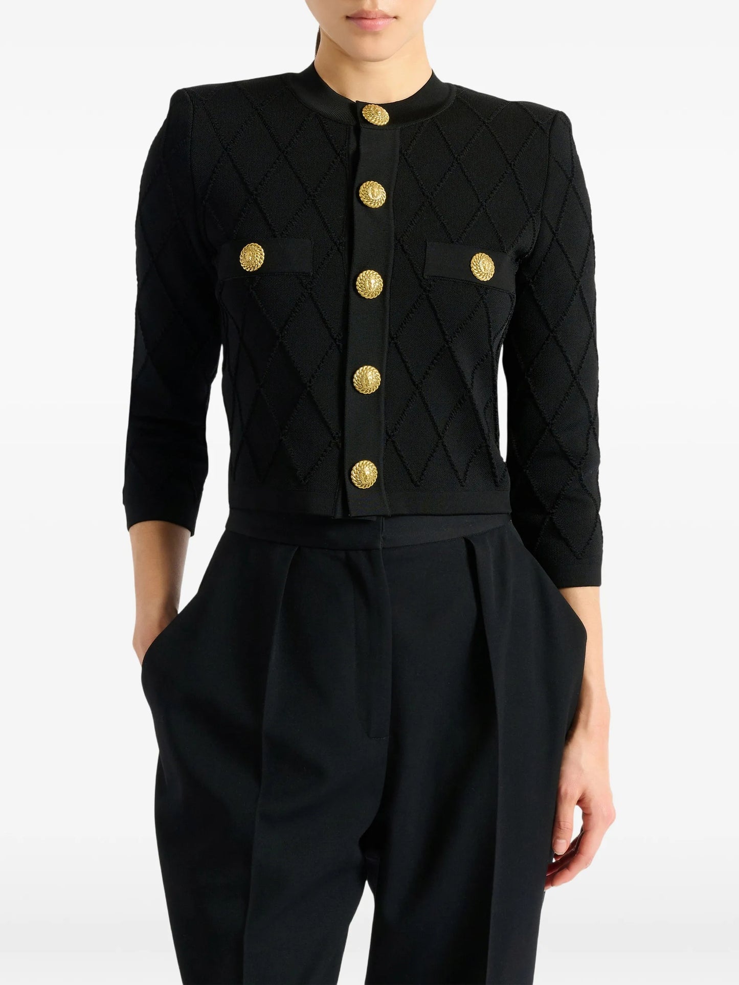 cropped knit cardigan