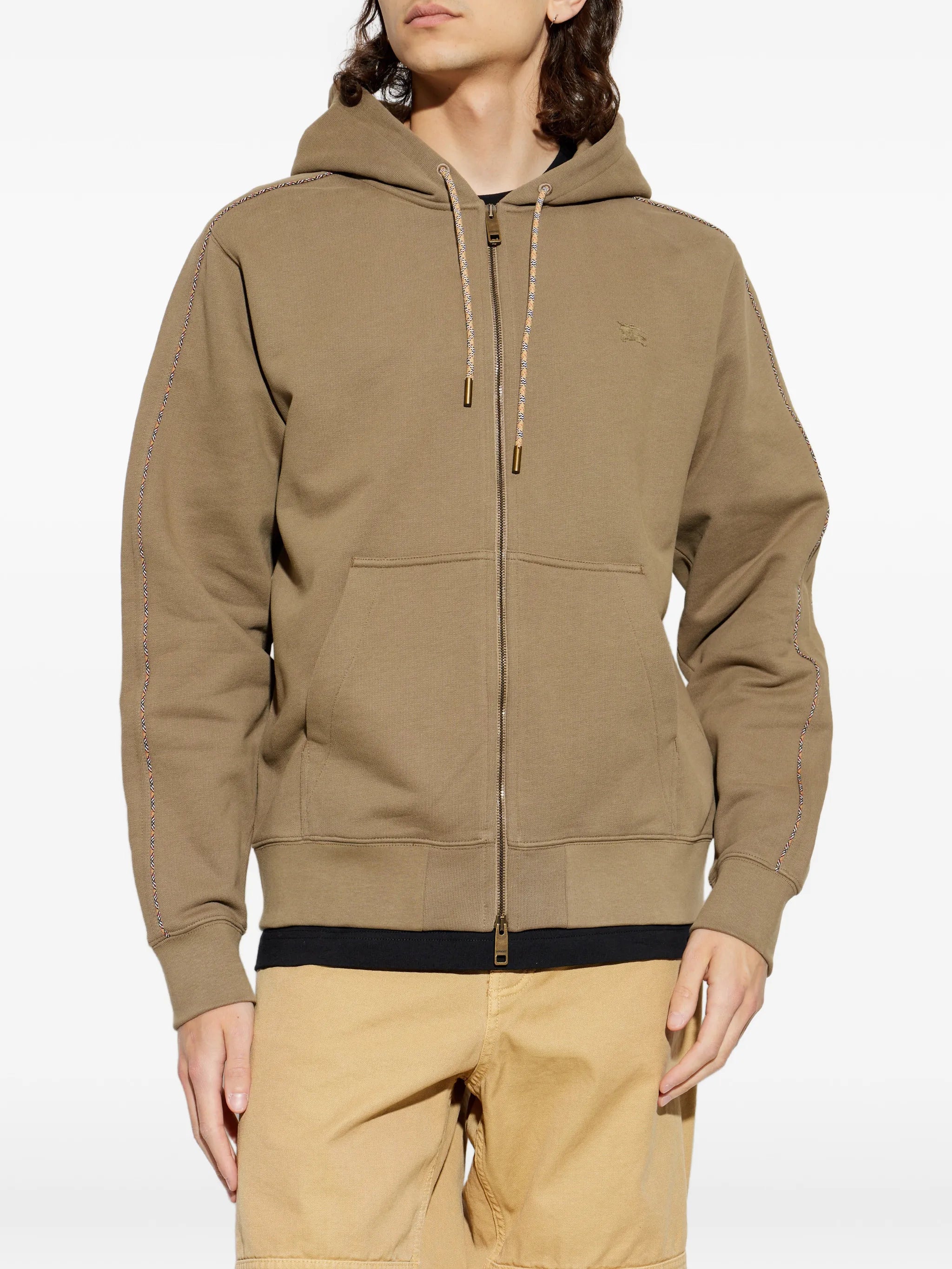 logo-embroidered zip-up hoodie