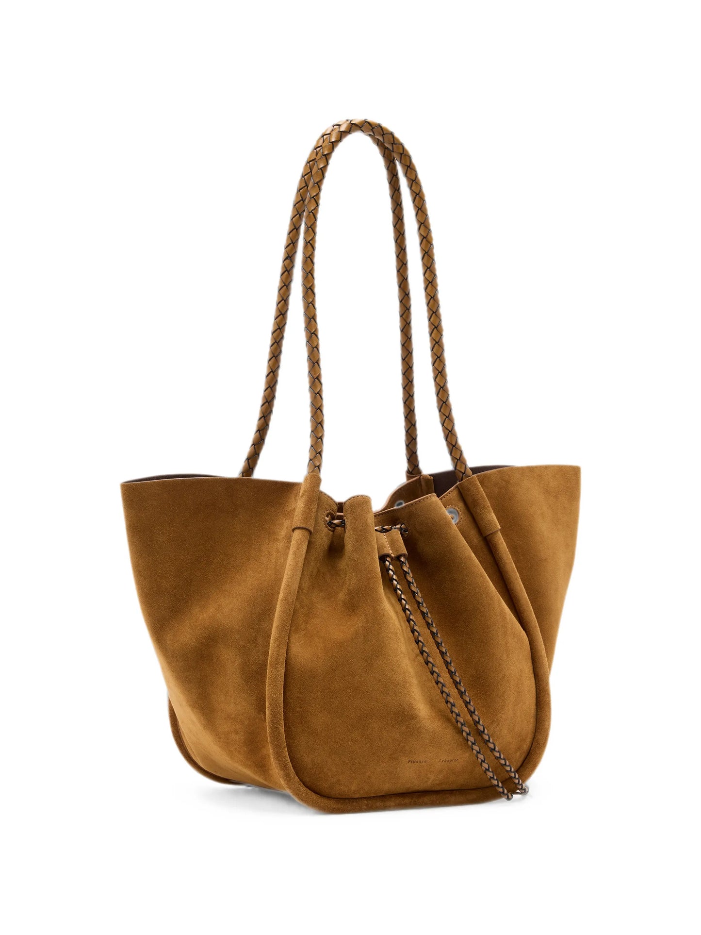 large Ruched tote in suede and braided calf