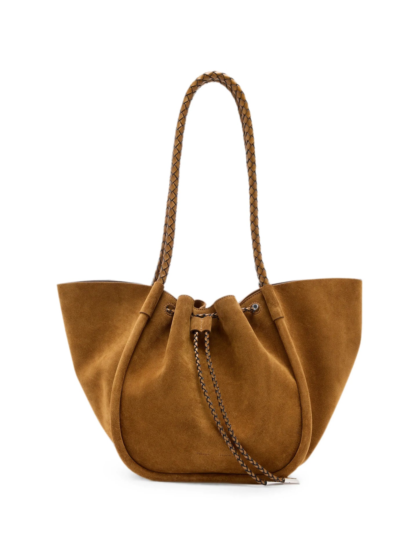 large Ruched tote in suede and braided calf