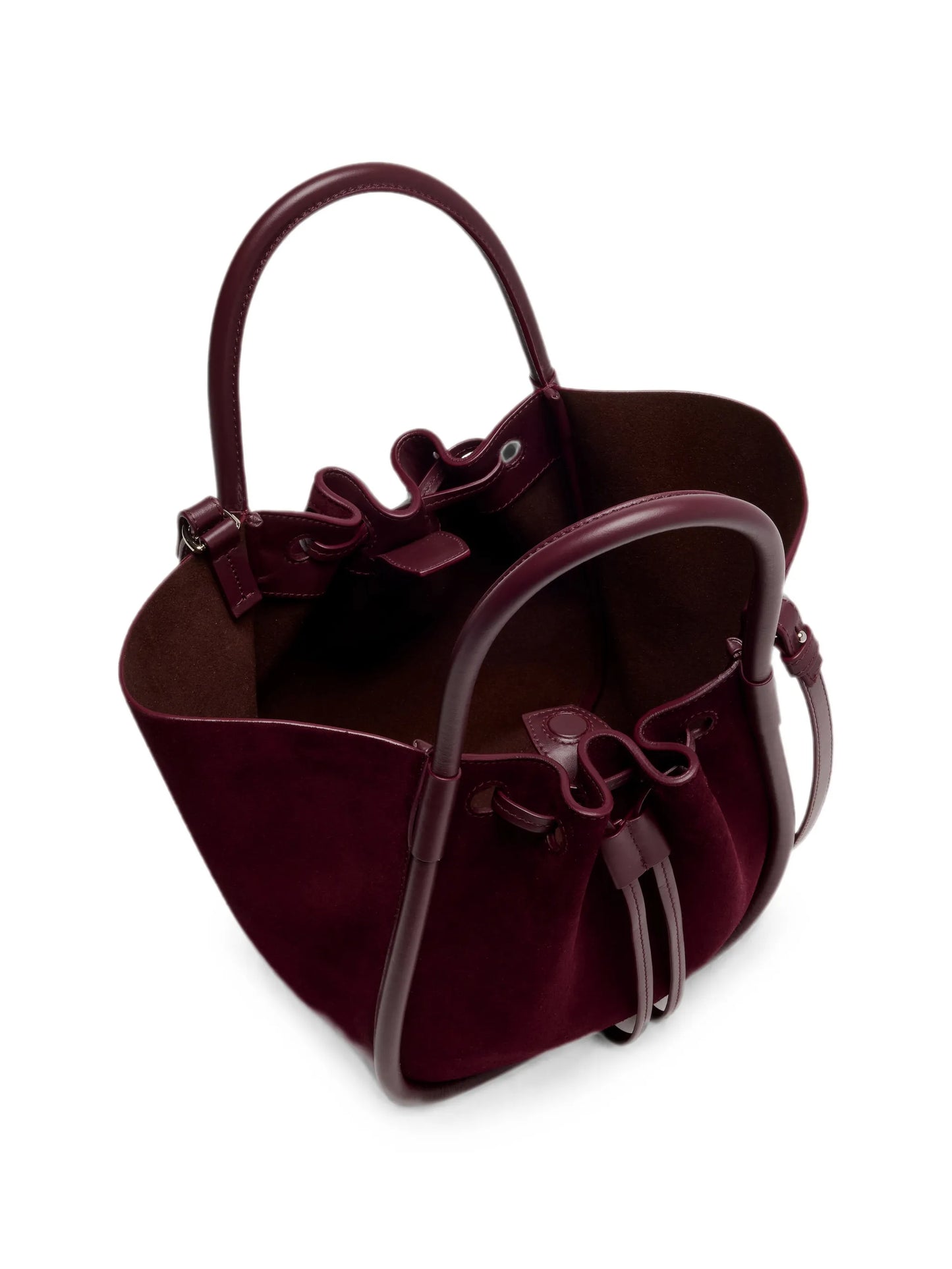 small Ruched tote in soft suede