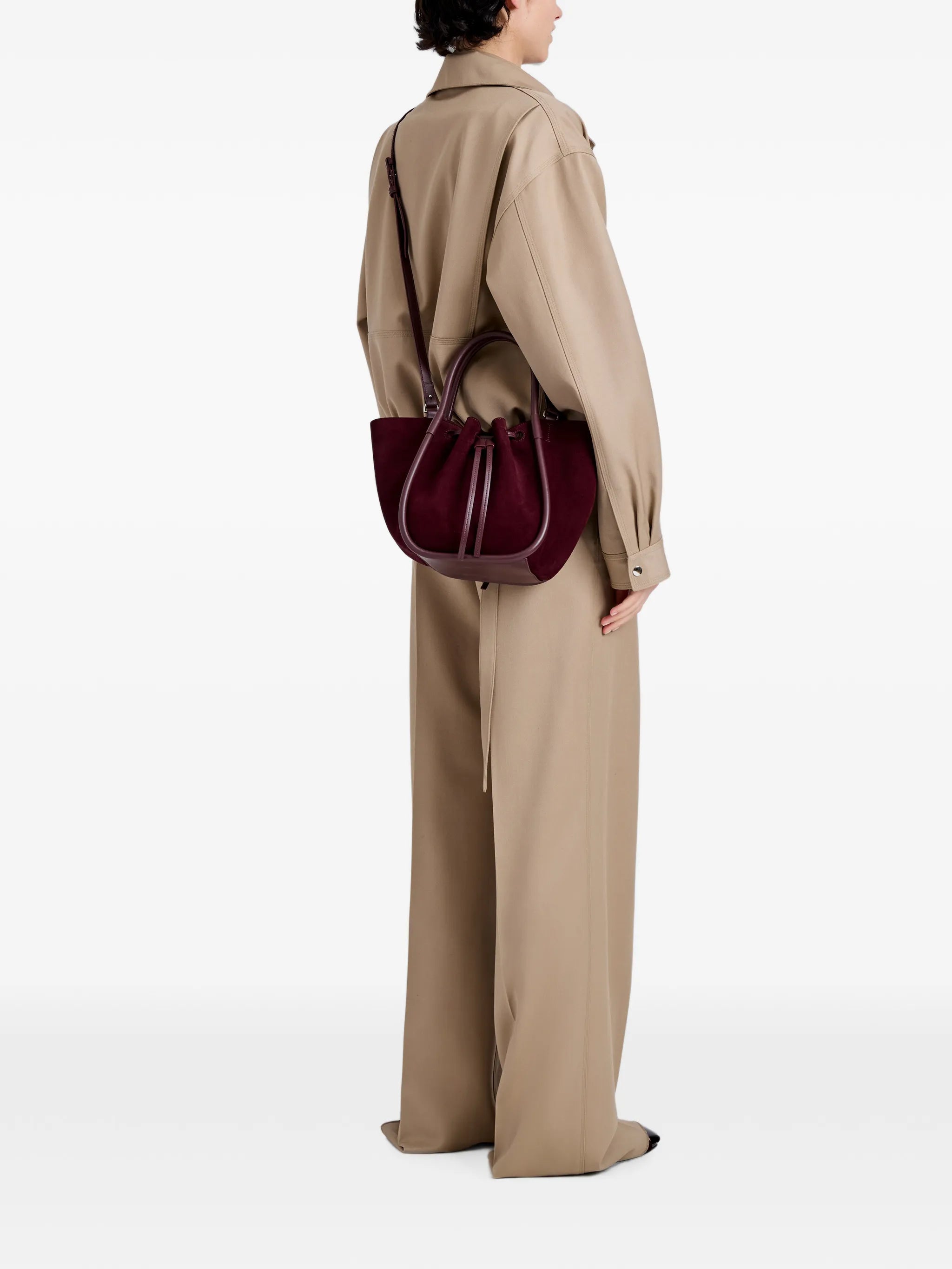 small Ruched tote in soft suede