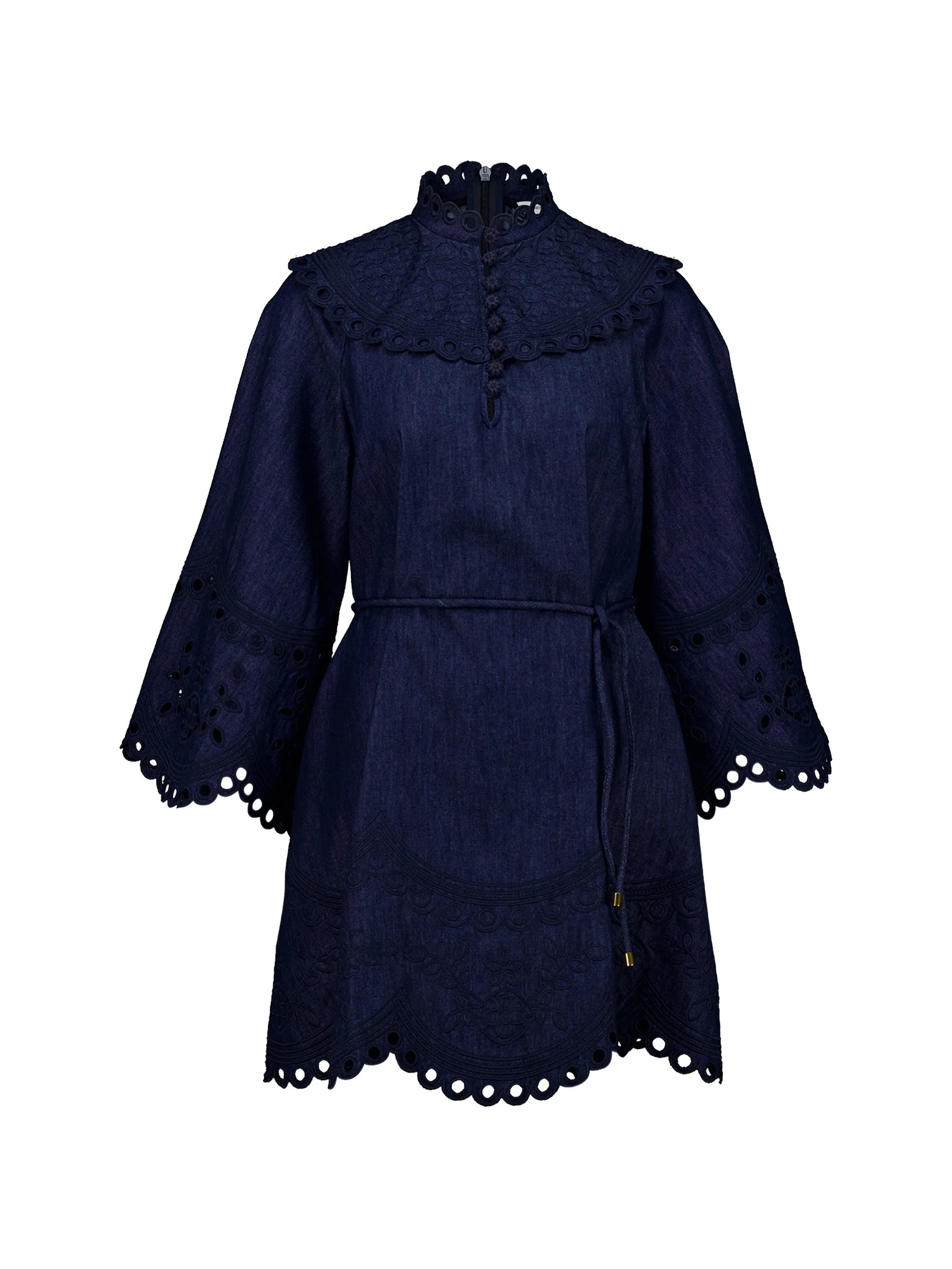 Mahon broderie denim mini dress