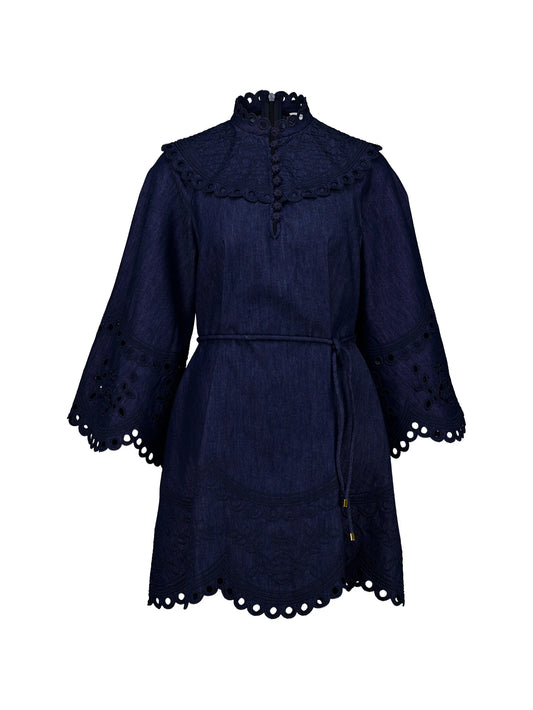 Mahon broderie denim mini dress