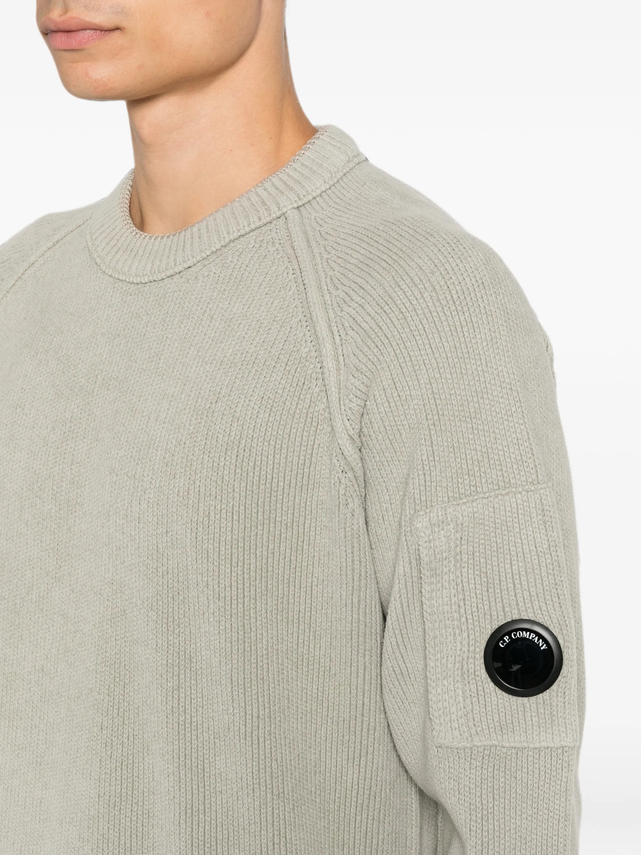 Chenille cotton lens crewneck sweater