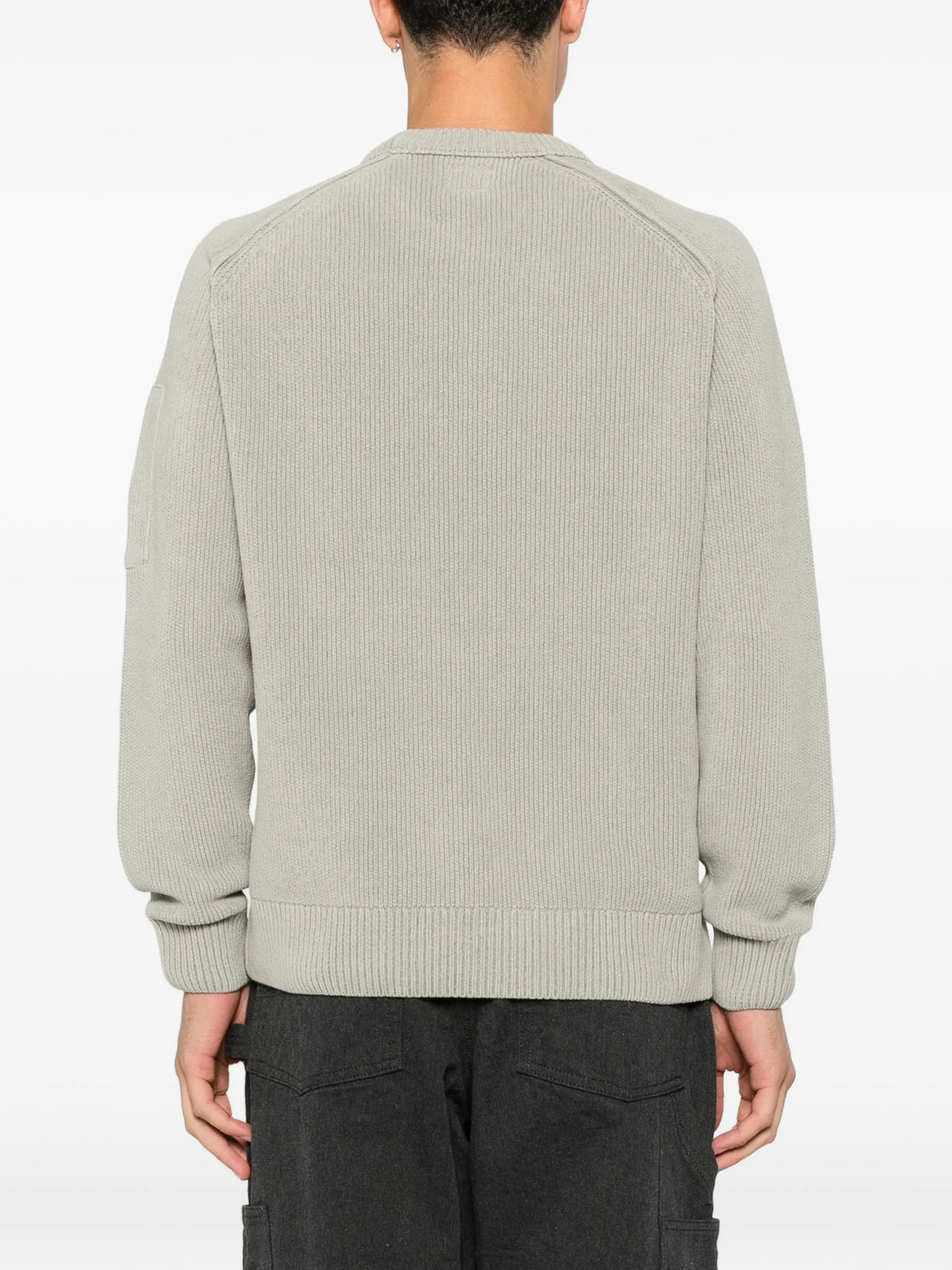 Chenille cotton lens crewneck sweater