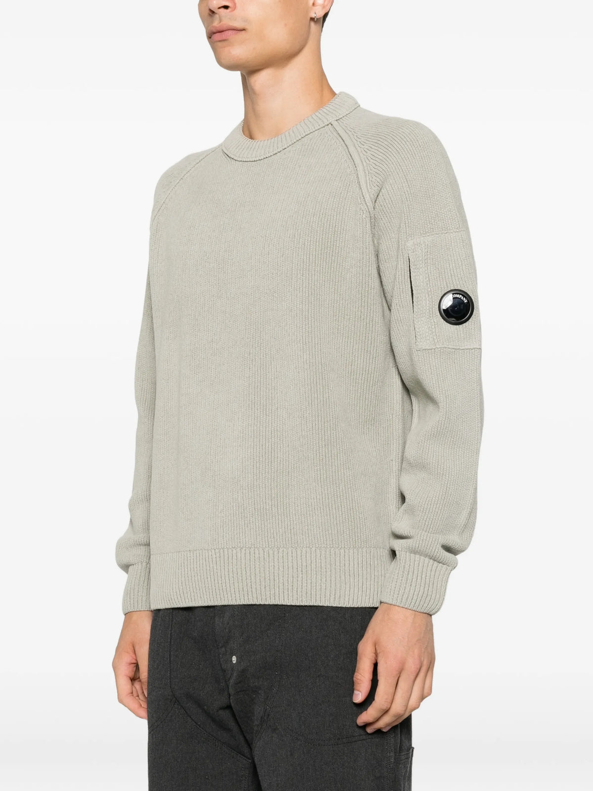 Chenille cotton lens crewneck sweater