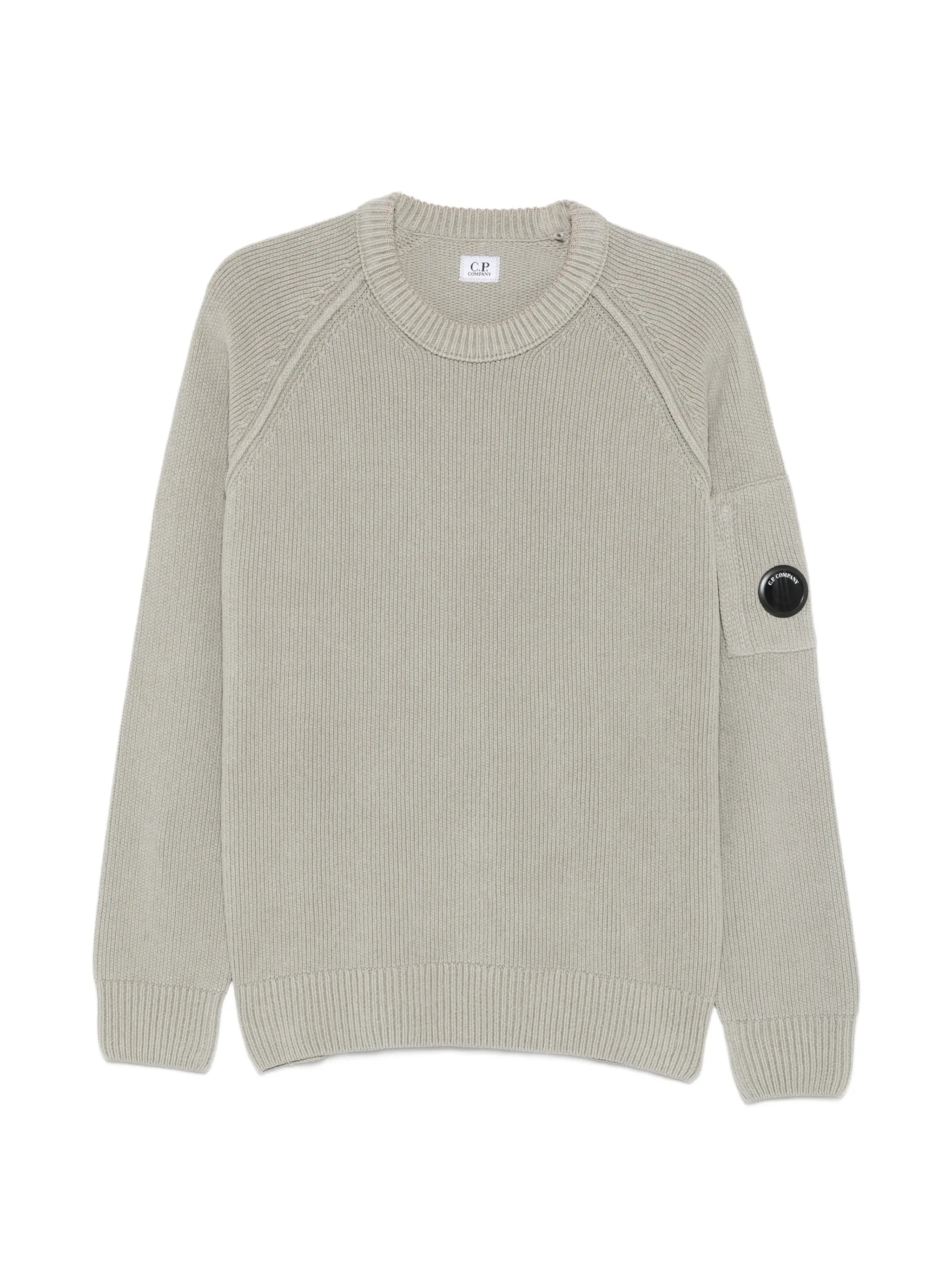 Chenille cotton lens crewneck sweater