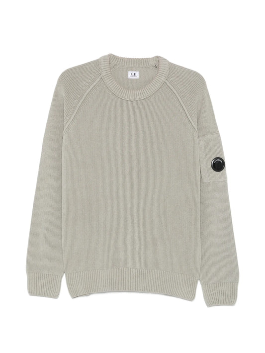 Chenille cotton lens crewneck sweater