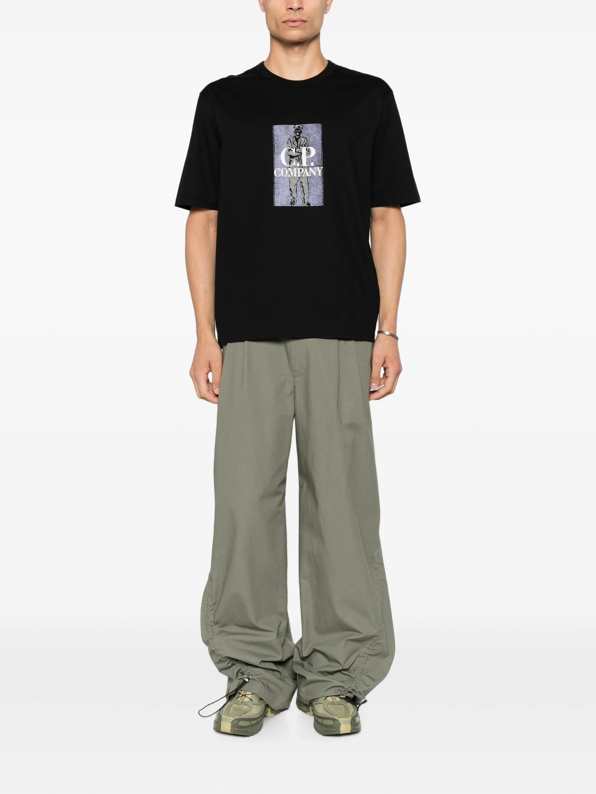 30/2 mercerized jersey twisted short-sleeve chest-logo T-Shirt