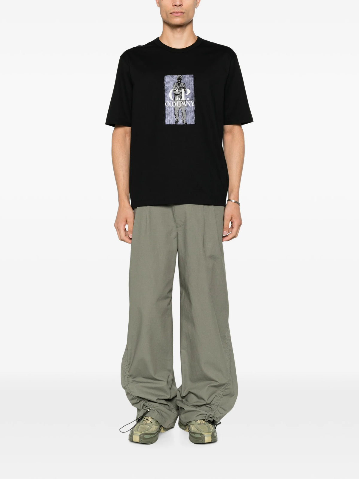 30/2 mercerized jersey twisted short-sleeve chest-logo T-Shirt