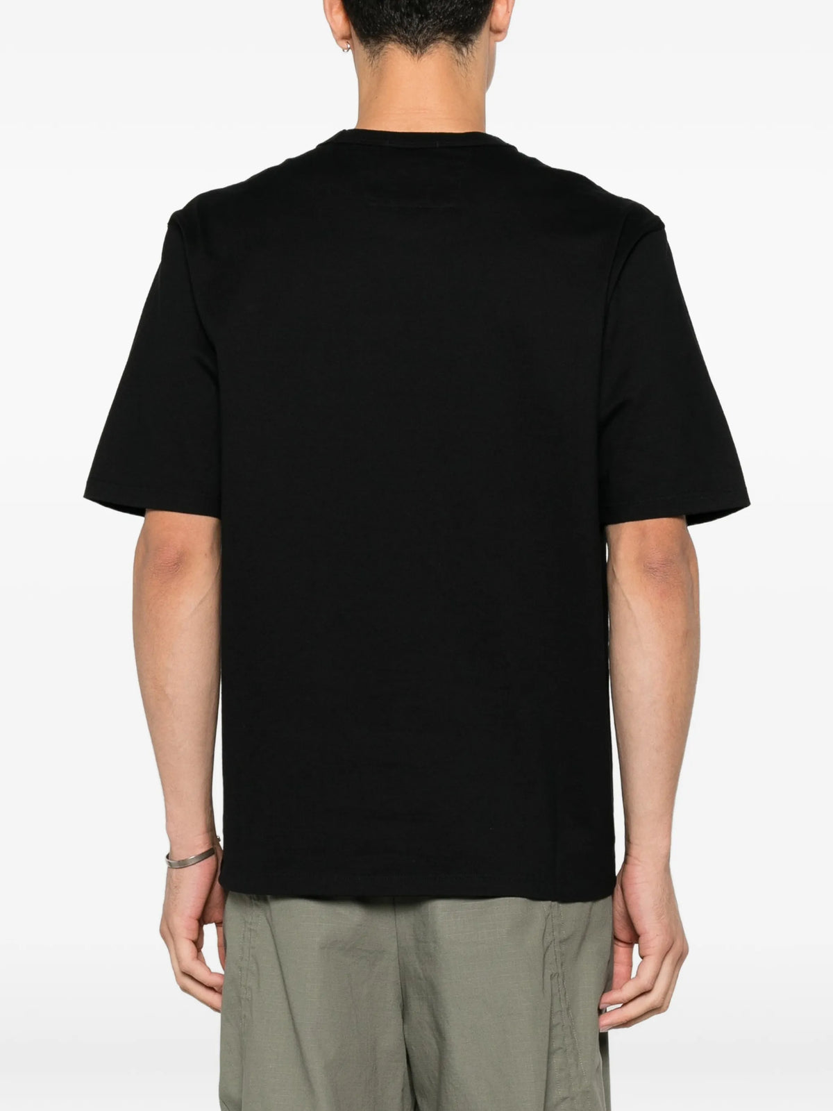 30/2 mercerized jersey twisted short-sleeve chest-logo T-Shirt