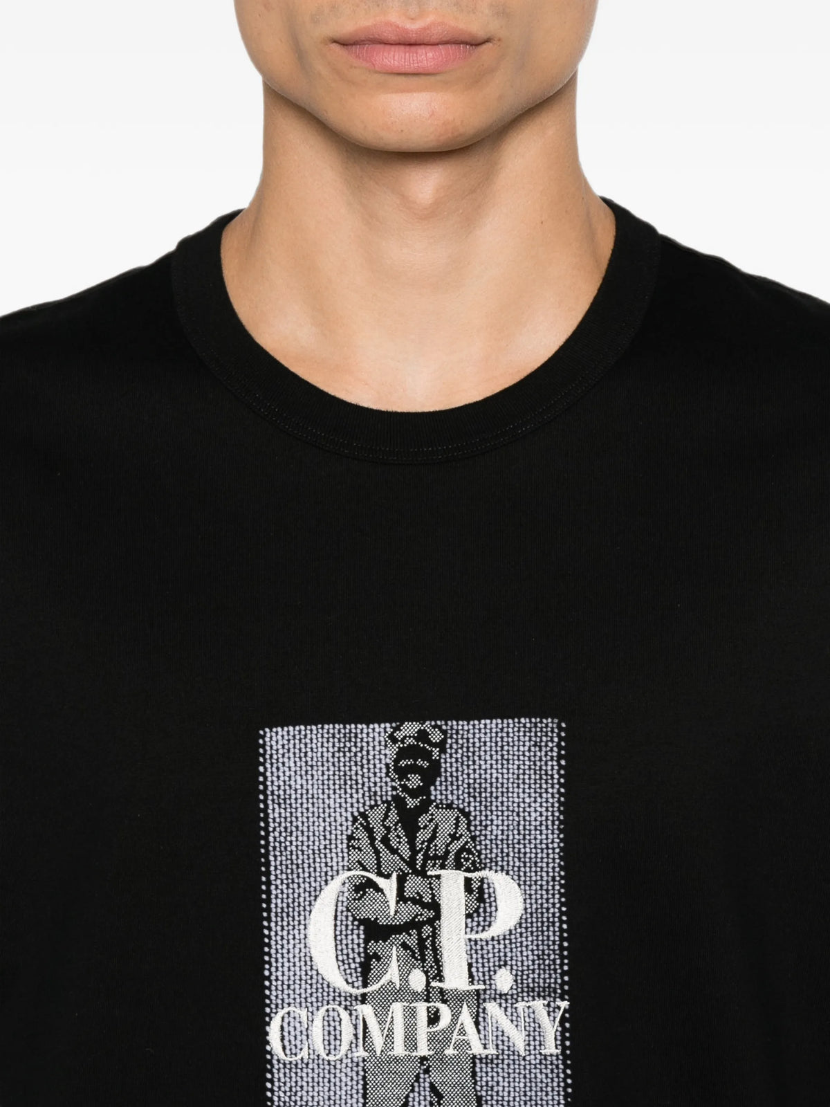 30/2 mercerized jersey twisted short-sleeve chest-logo T-Shirt