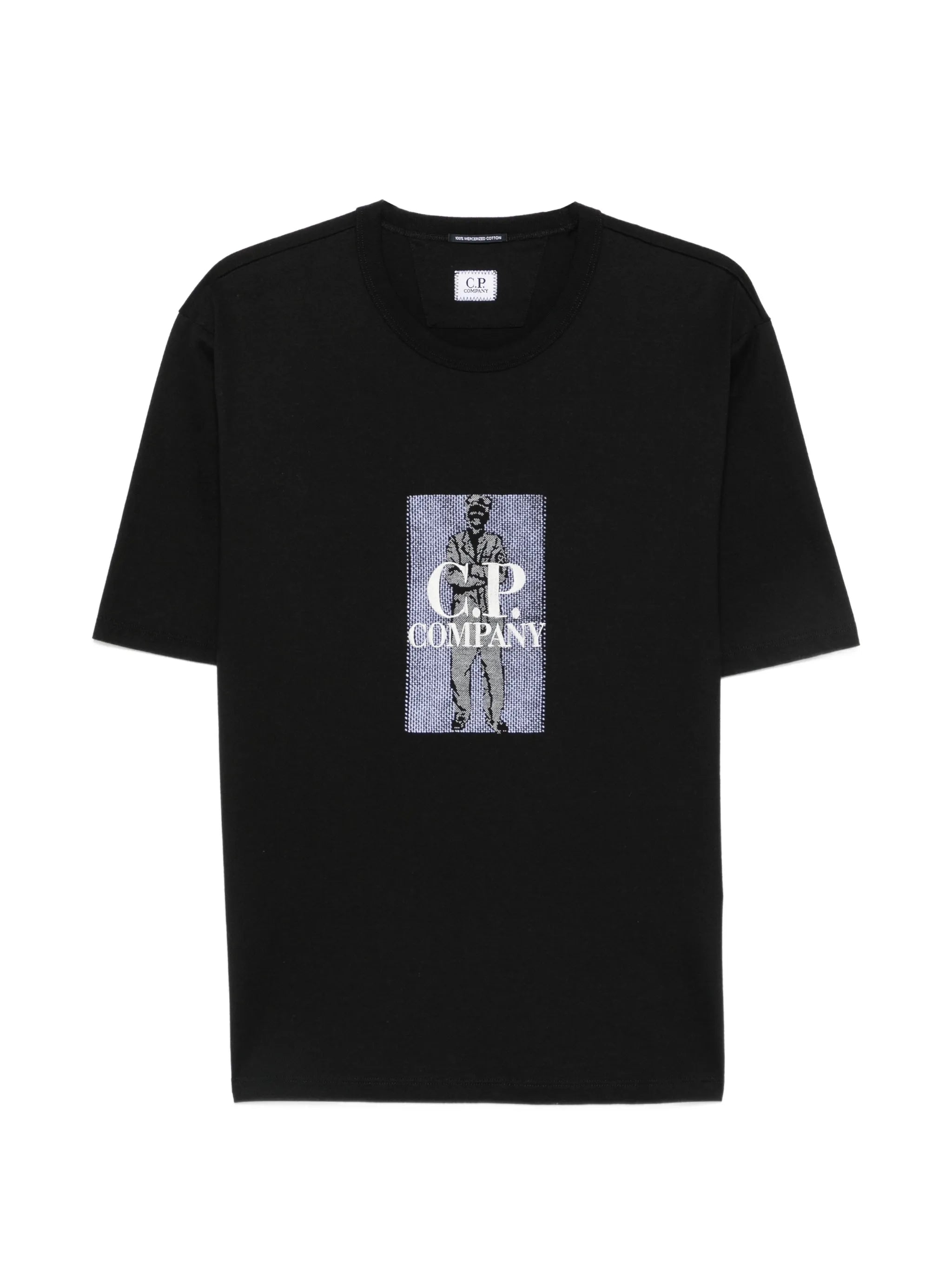 30/2 mercerized jersey twisted short-sleeve chest-logo T-Shirt