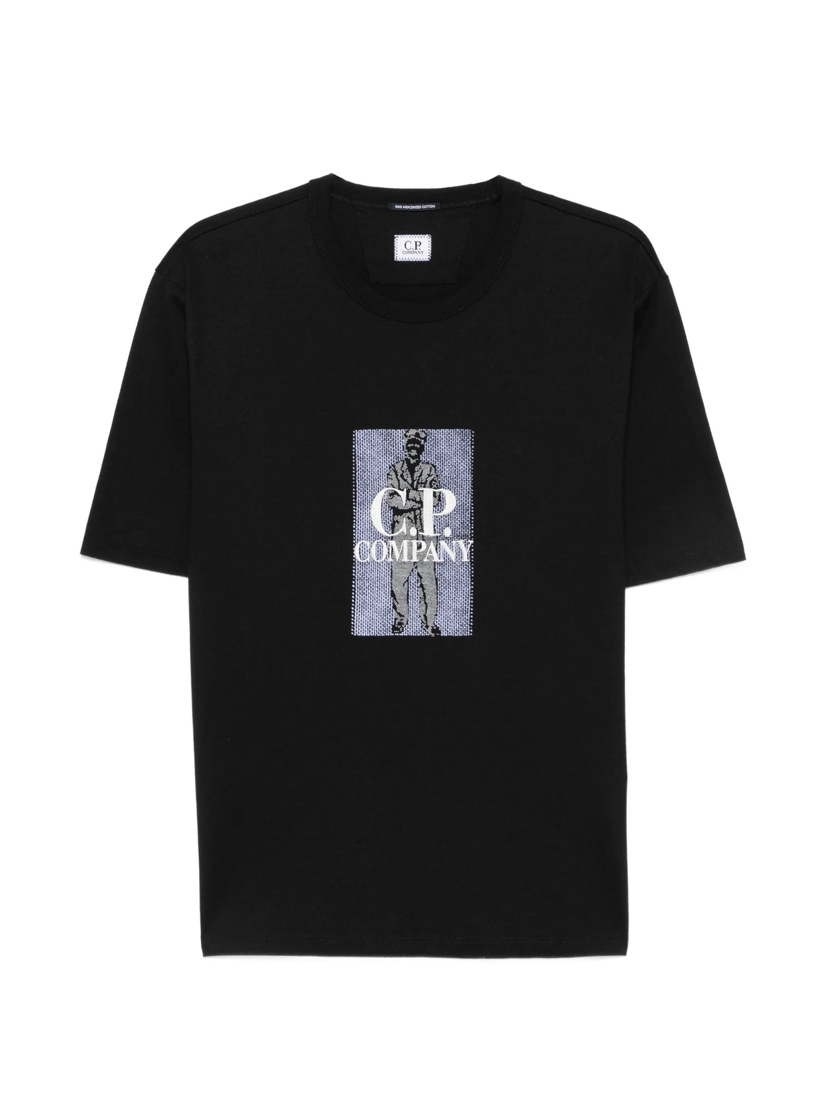 30/2 mercerized jersey twisted short-sleeve chest-logo T-Shirt