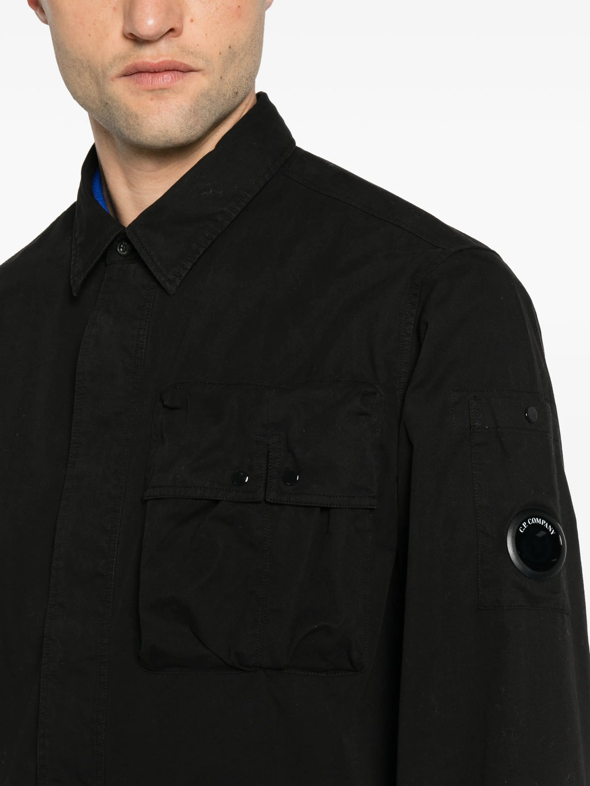 Lens-detail gabardine shirt