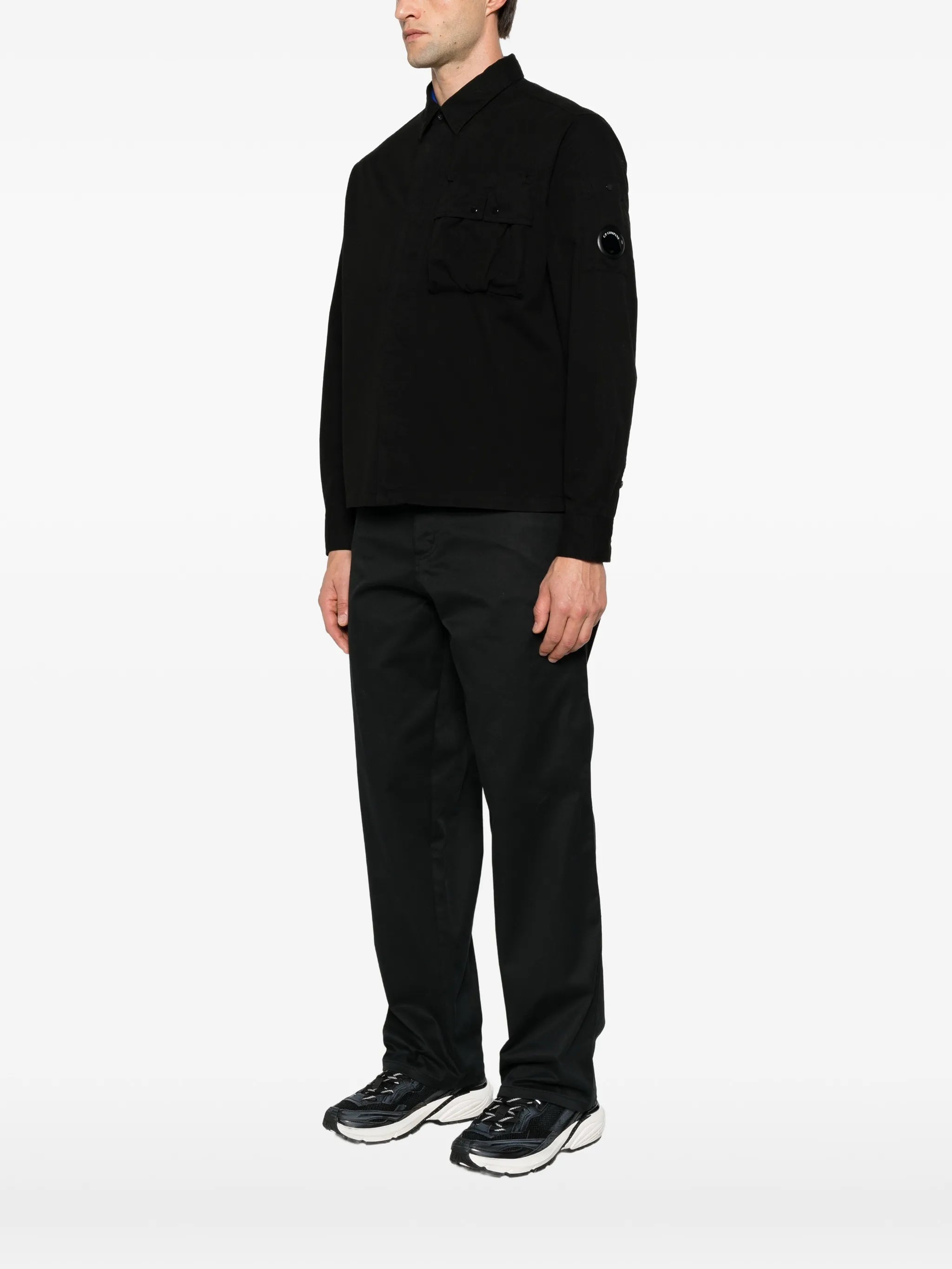Lens-detail gabardine shirt
