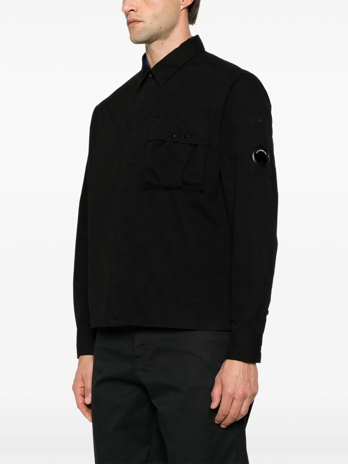 Lens-detail gabardine shirt