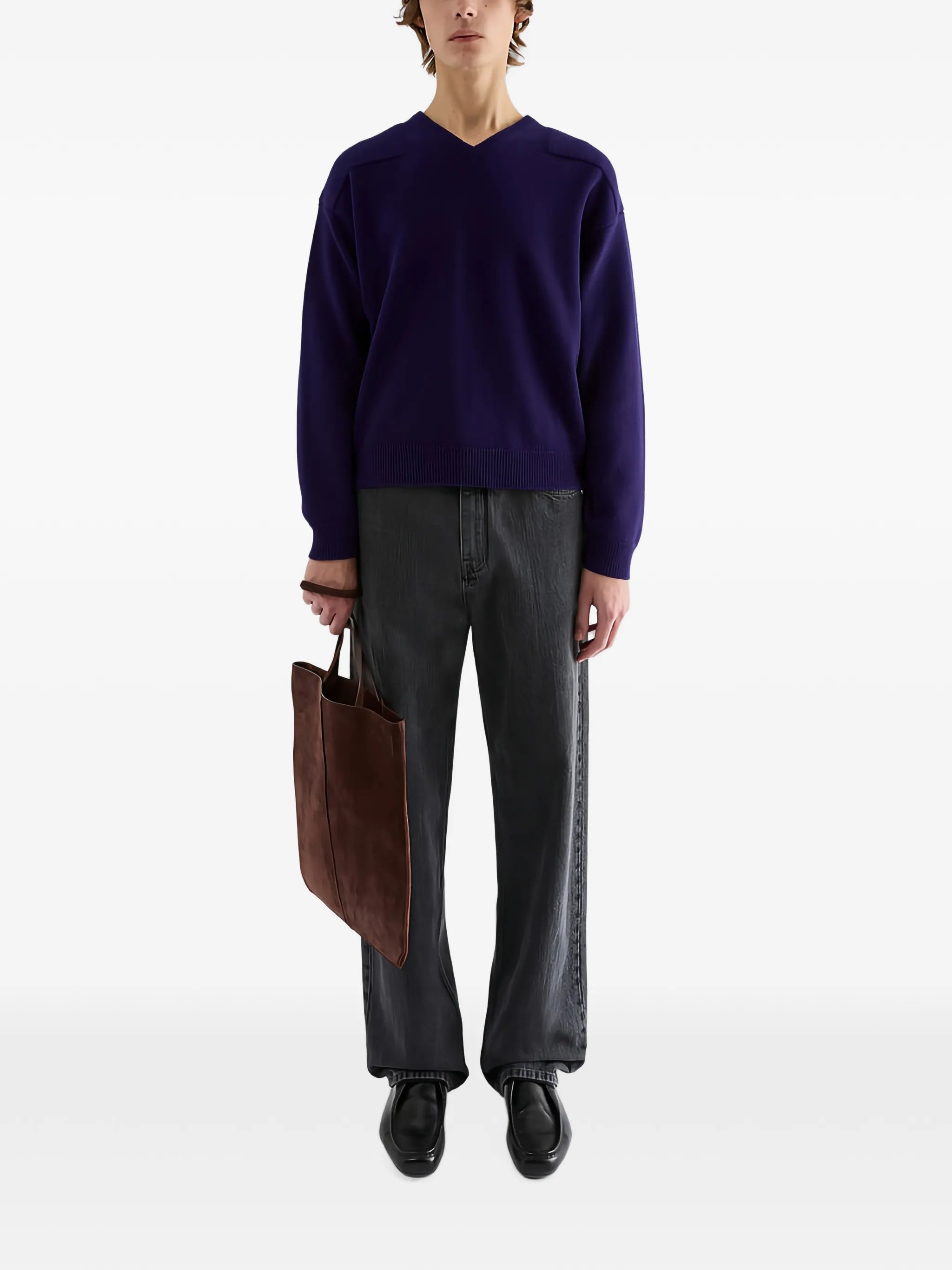 relaxed-fit lightweight louse denim trousers with embossed Jil Sander logo
