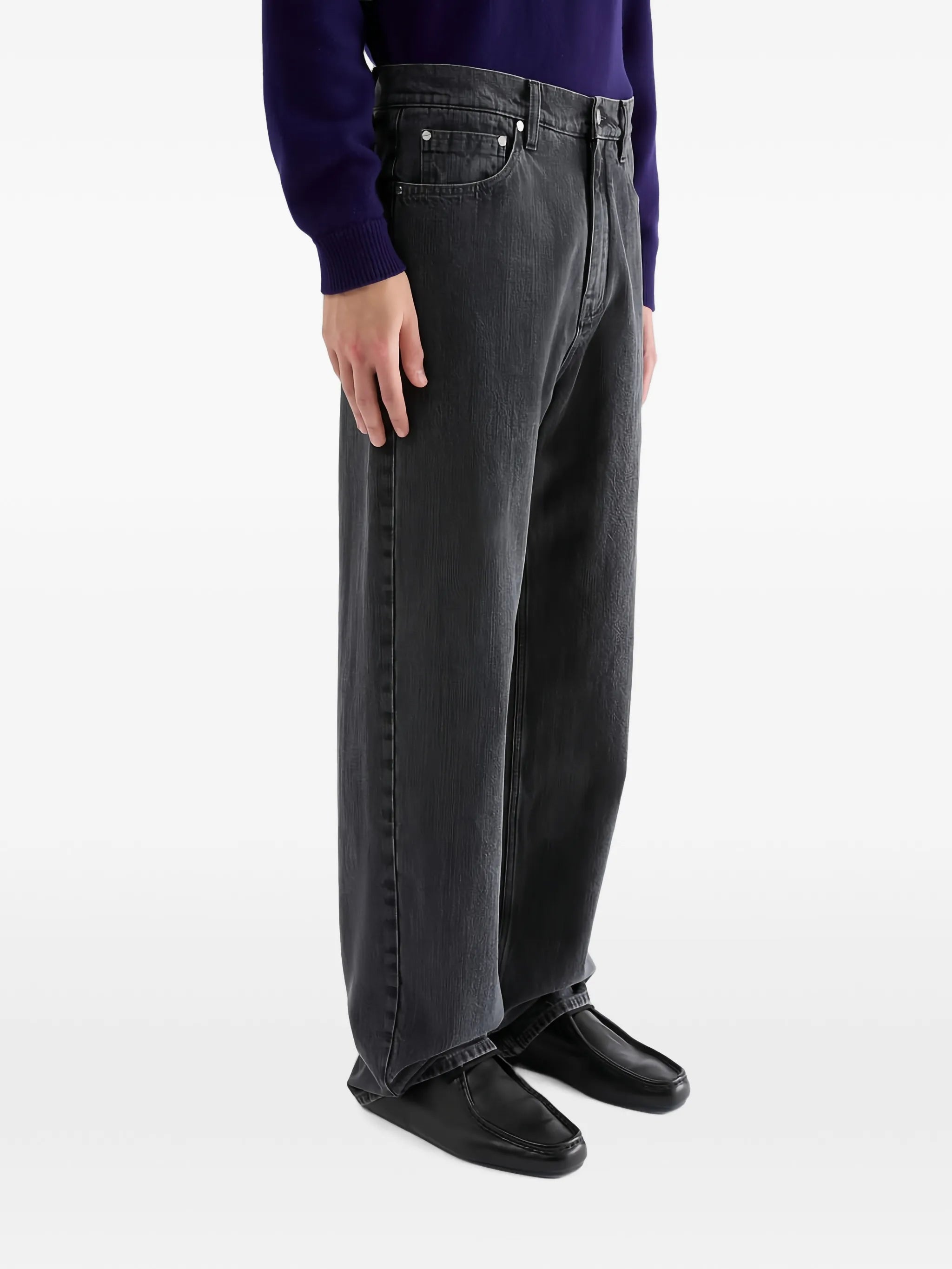 relaxed-fit lightweight louse denim trousers with embossed Jil Sander logo