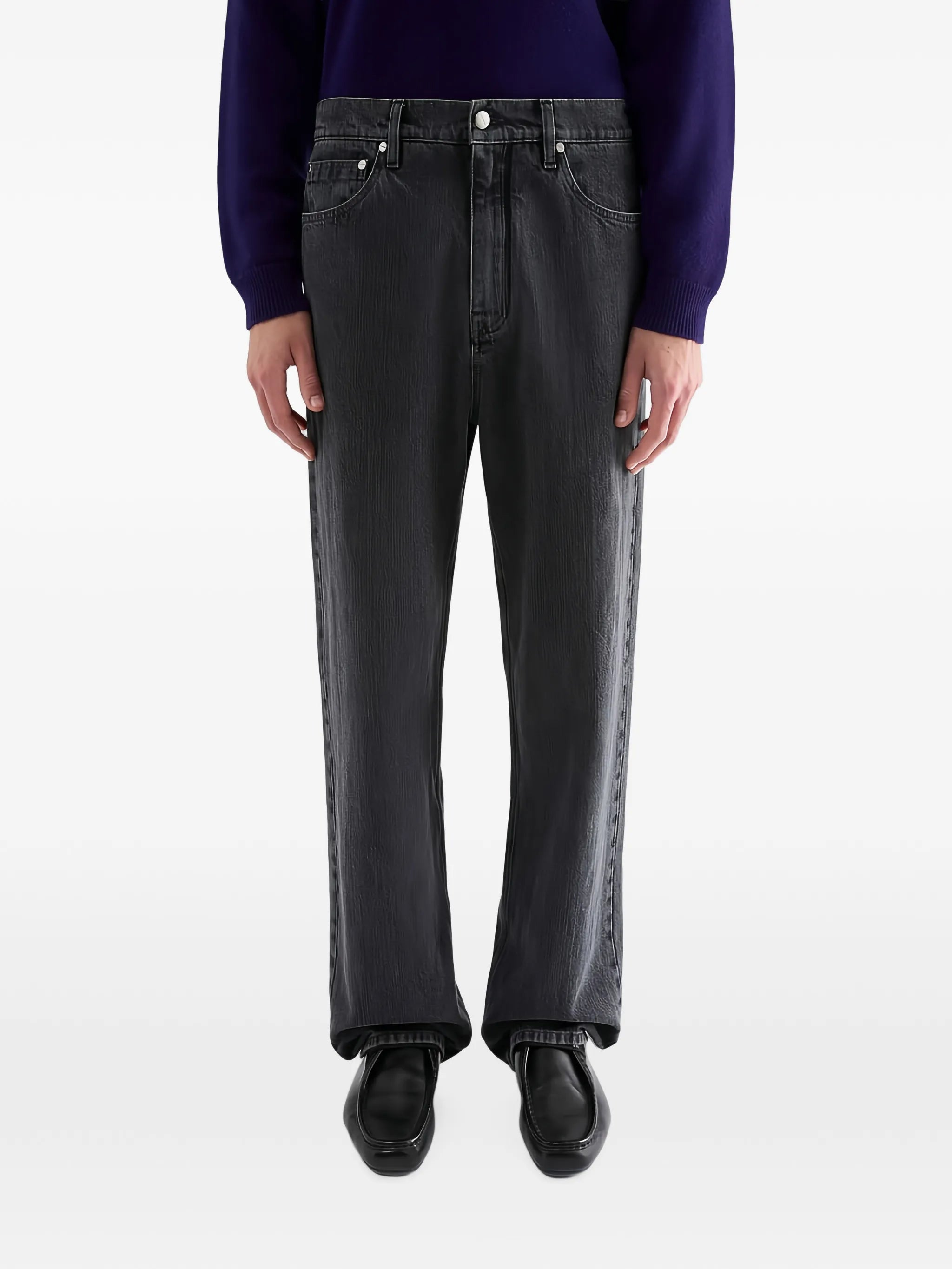 relaxed-fit lightweight louse denim trousers with embossed Jil Sander logo