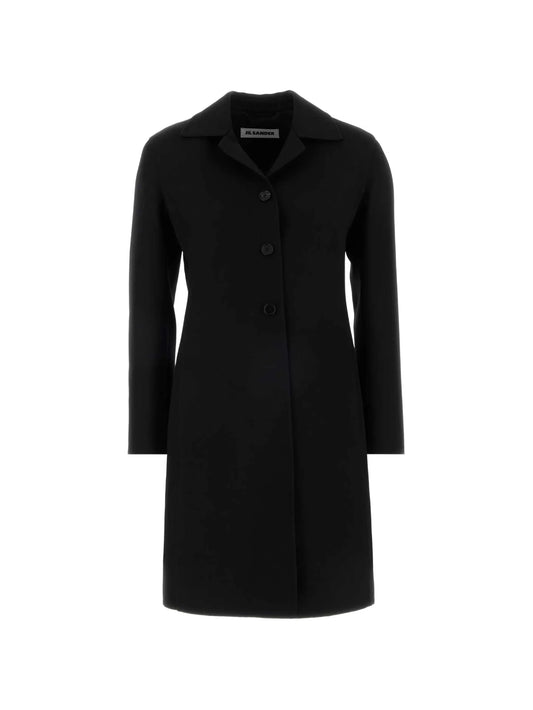 twill-weave single-breasted coat