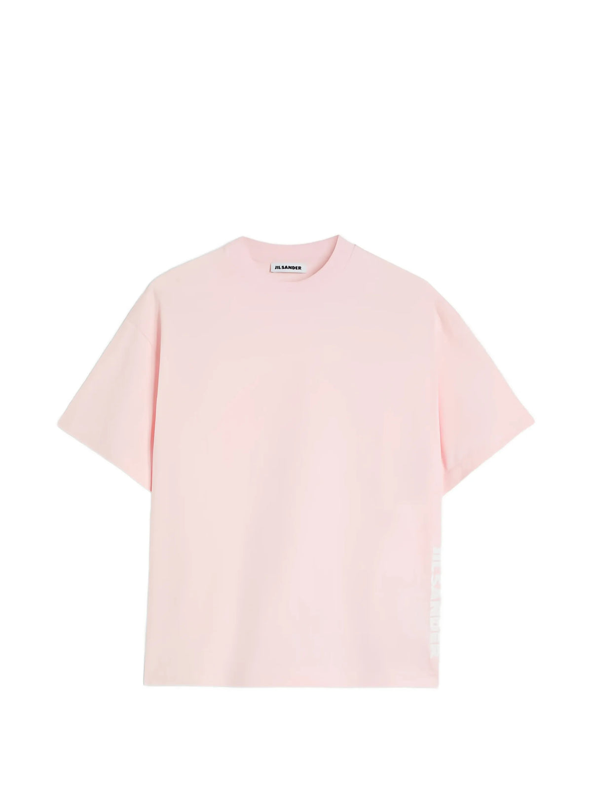 boxy-fit cotton crew-neck T-shirt with vertical printed Jil Sander logo
