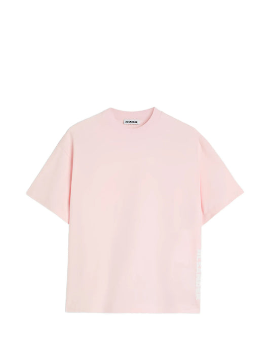boxy-fit cotton crew-neck T-shirt with vertical printed Jil Sander logo