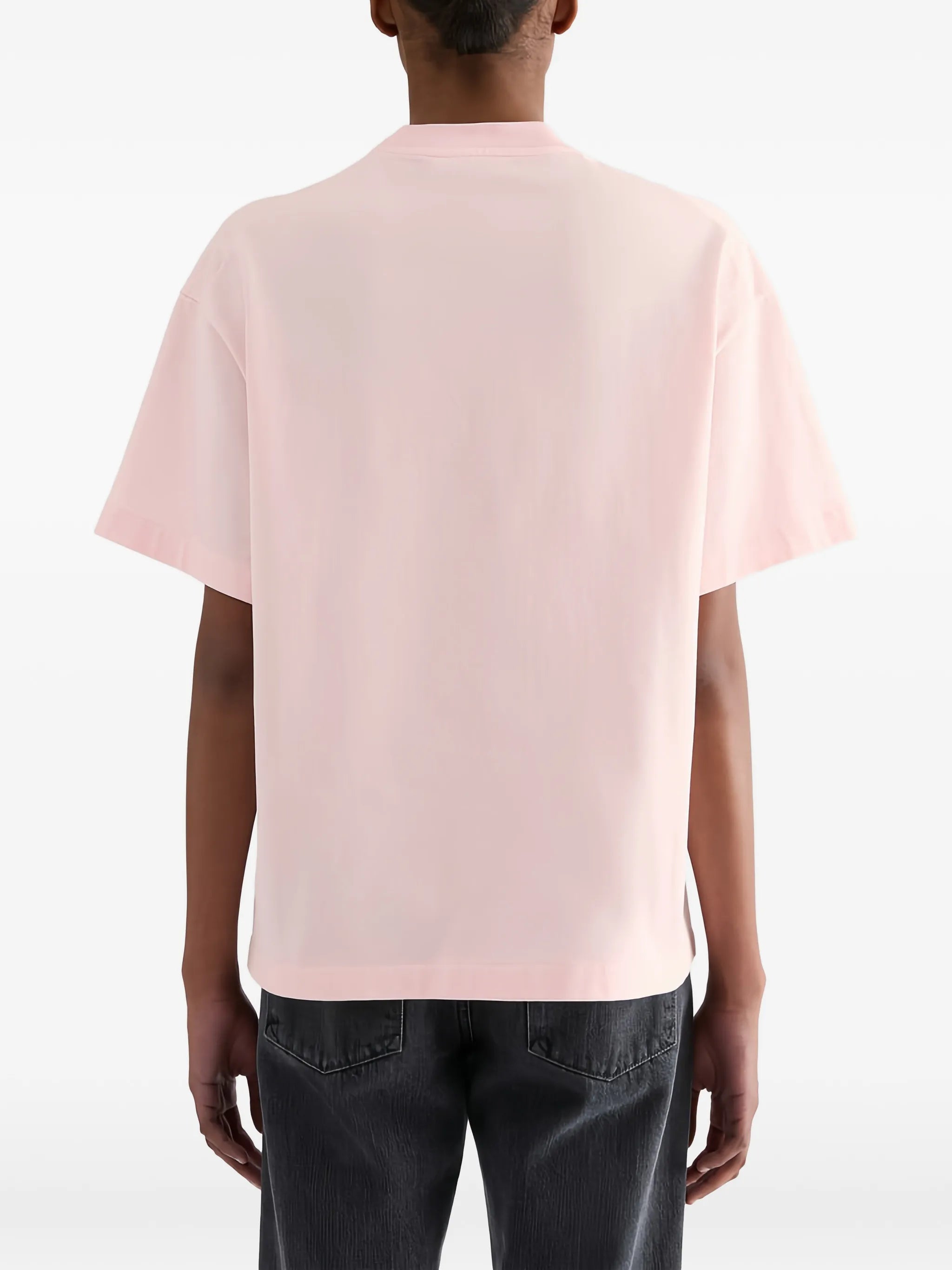 boxy-fit cotton crew-neck T-shirt with vertical printed Jil Sander logo