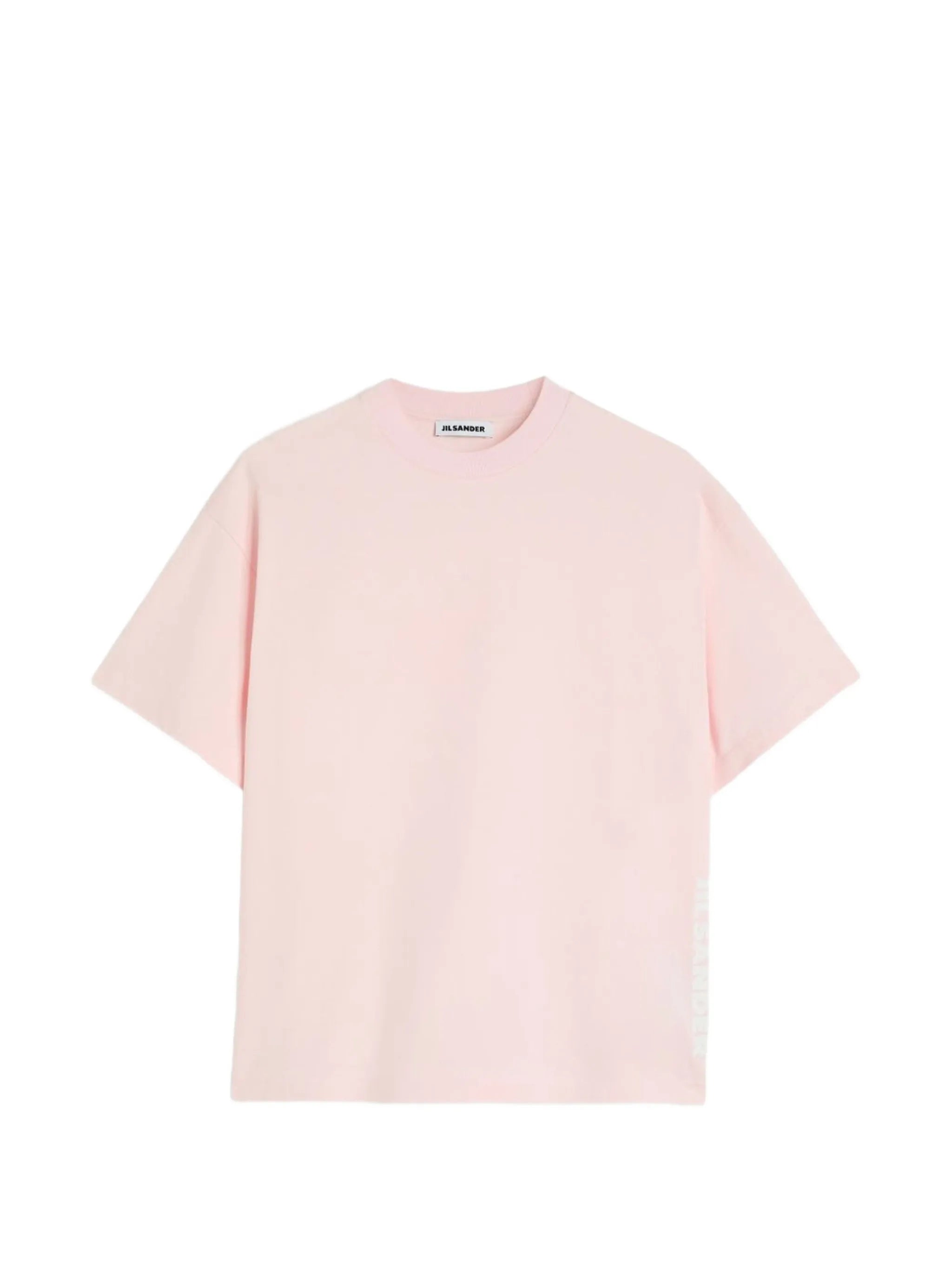 boxy-fit cotton crew-neck T-shirt with vertical printed Jil Sander logo
