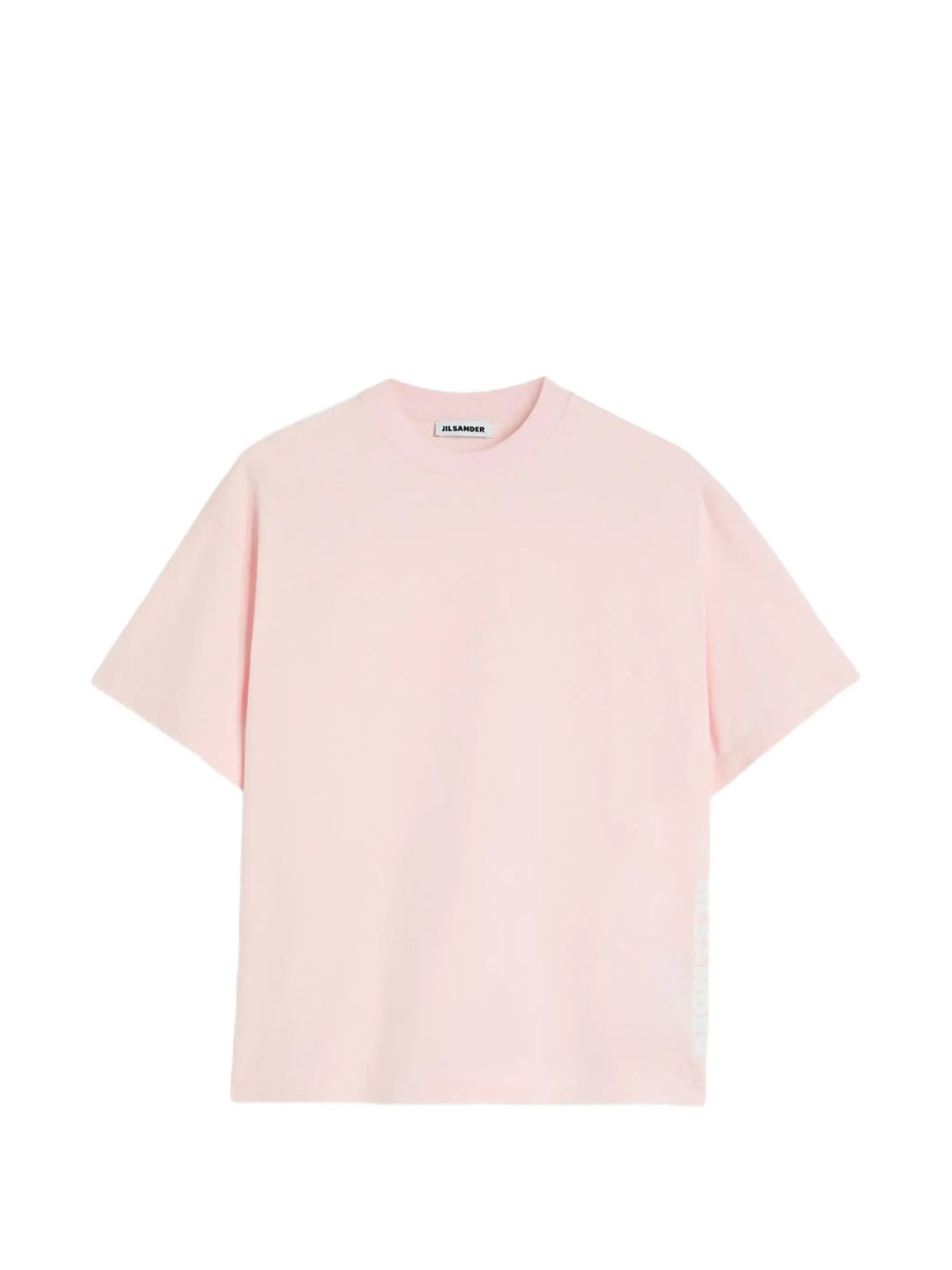 boxy-fit cotton crew-neck T-shirt with vertical printed Jil Sander logo
