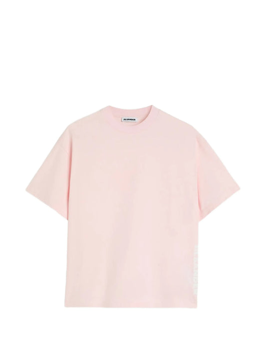 boxy-fit cotton crew-neck T-shirt with vertical printed Jil Sander logo